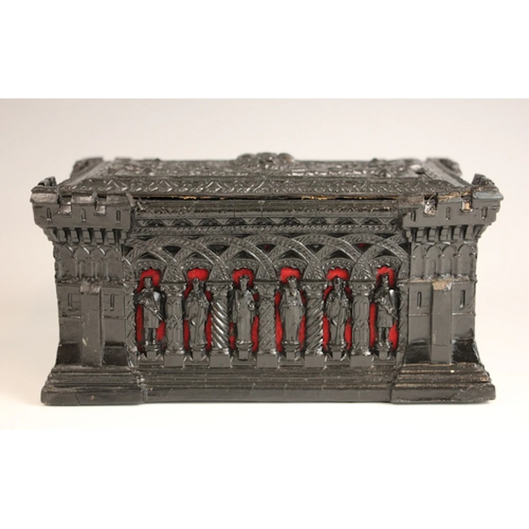 A Jaques gothic revival carton-pierre papier mache chess cas...