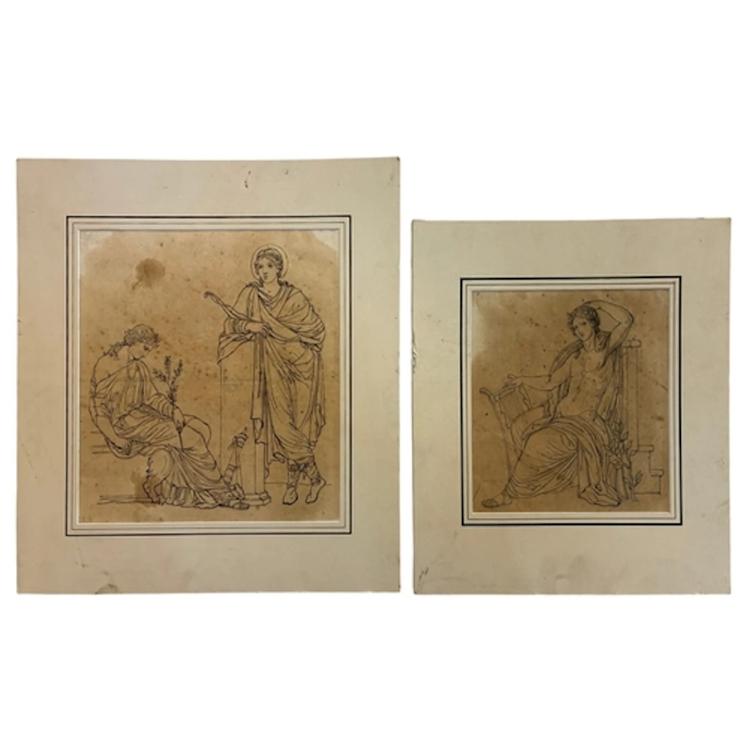 Two classical drawings of the Ancient Greek gods Apollo and ...