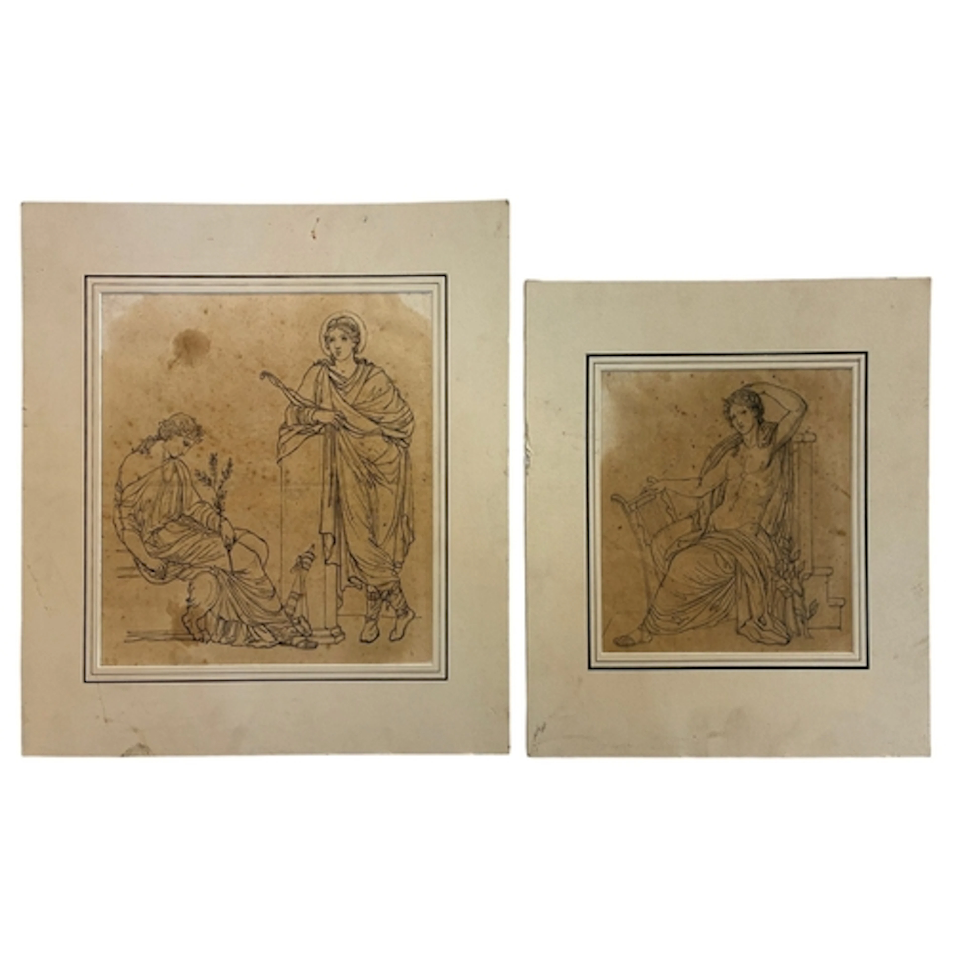 Two classical drawings of the Ancient Greek gods Apollo and ...