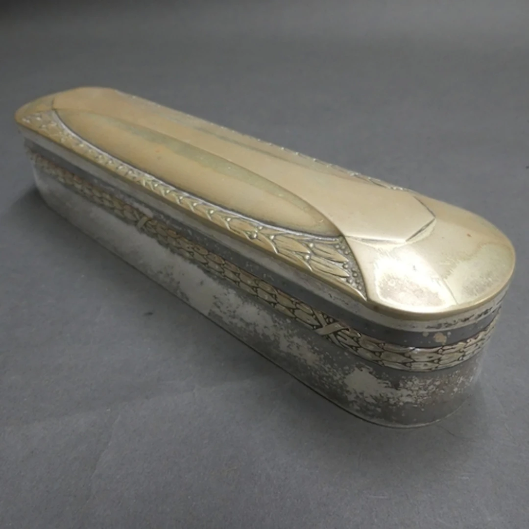 WMF - An Art Nouveau silver plated oval brush box, complete ...