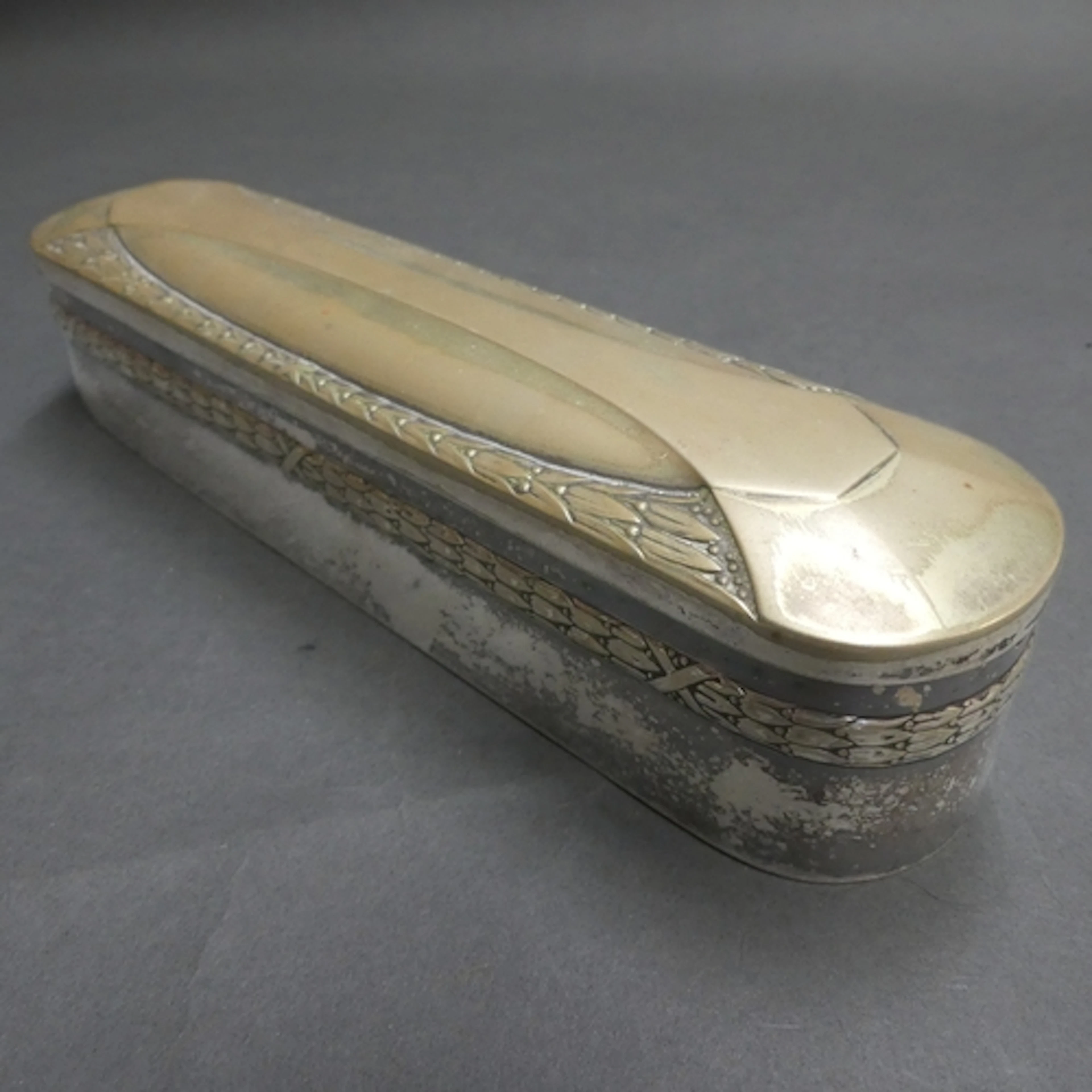 WMF - An Art Nouveau silver plated oval brush box, complete ...
