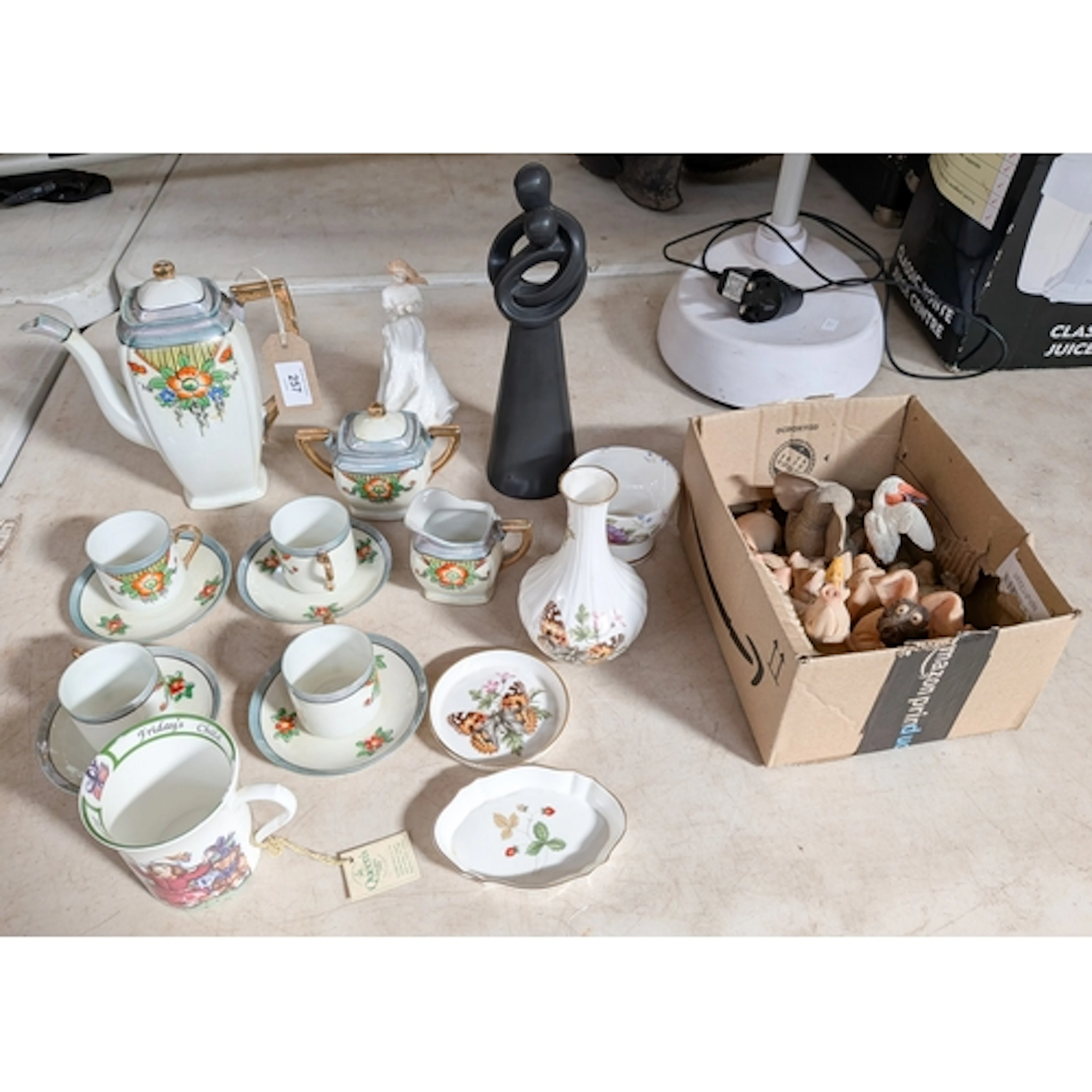 Japanese coffee set, Royal Worcester 'Butterflies' vase, orn...
