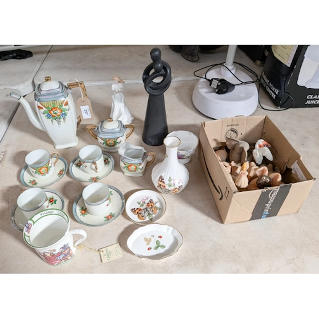 Japanese coffee set, Royal Worcester 'Butterflies' vase, orn...