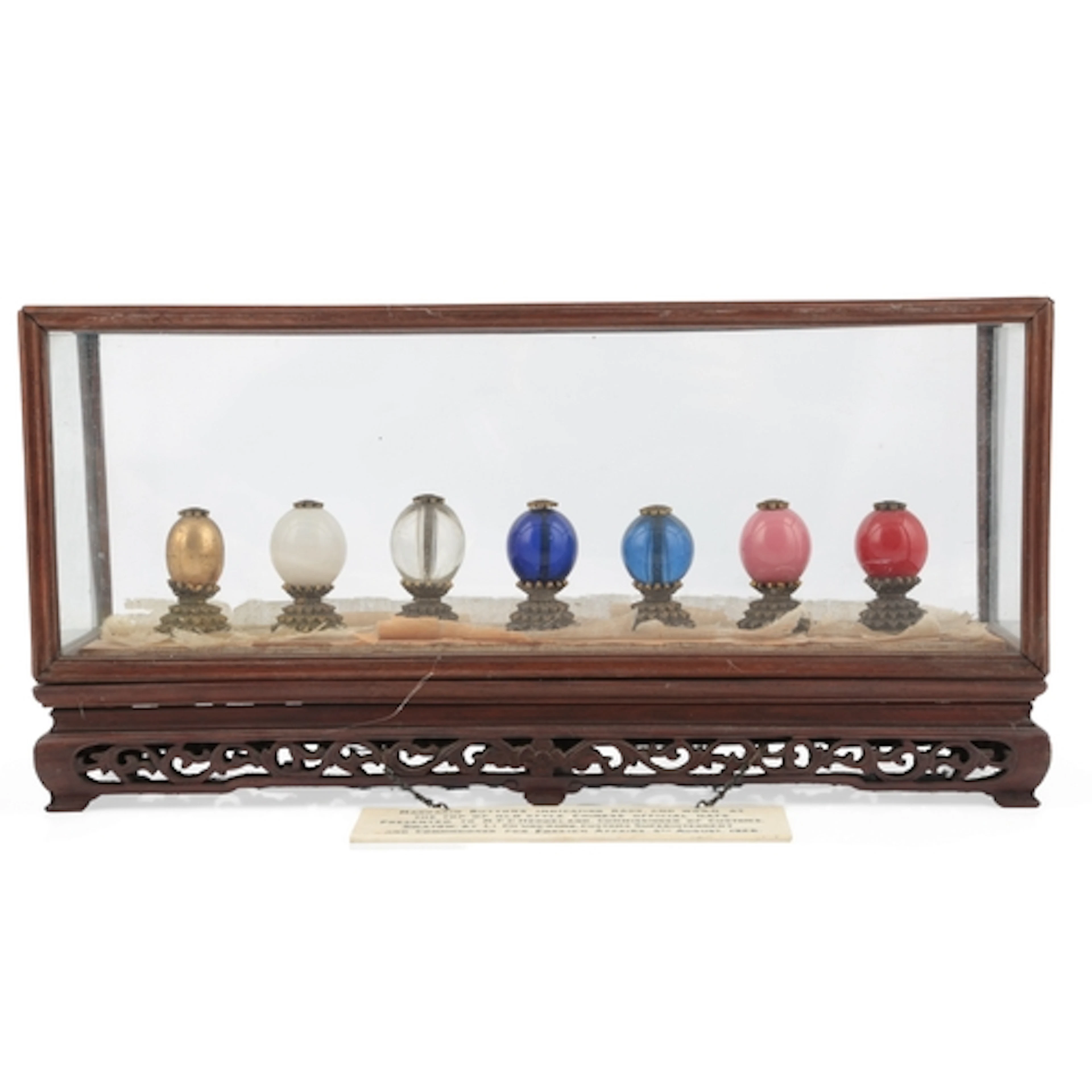 A cased set of seven Chinese Mandarin civil official hat fin...