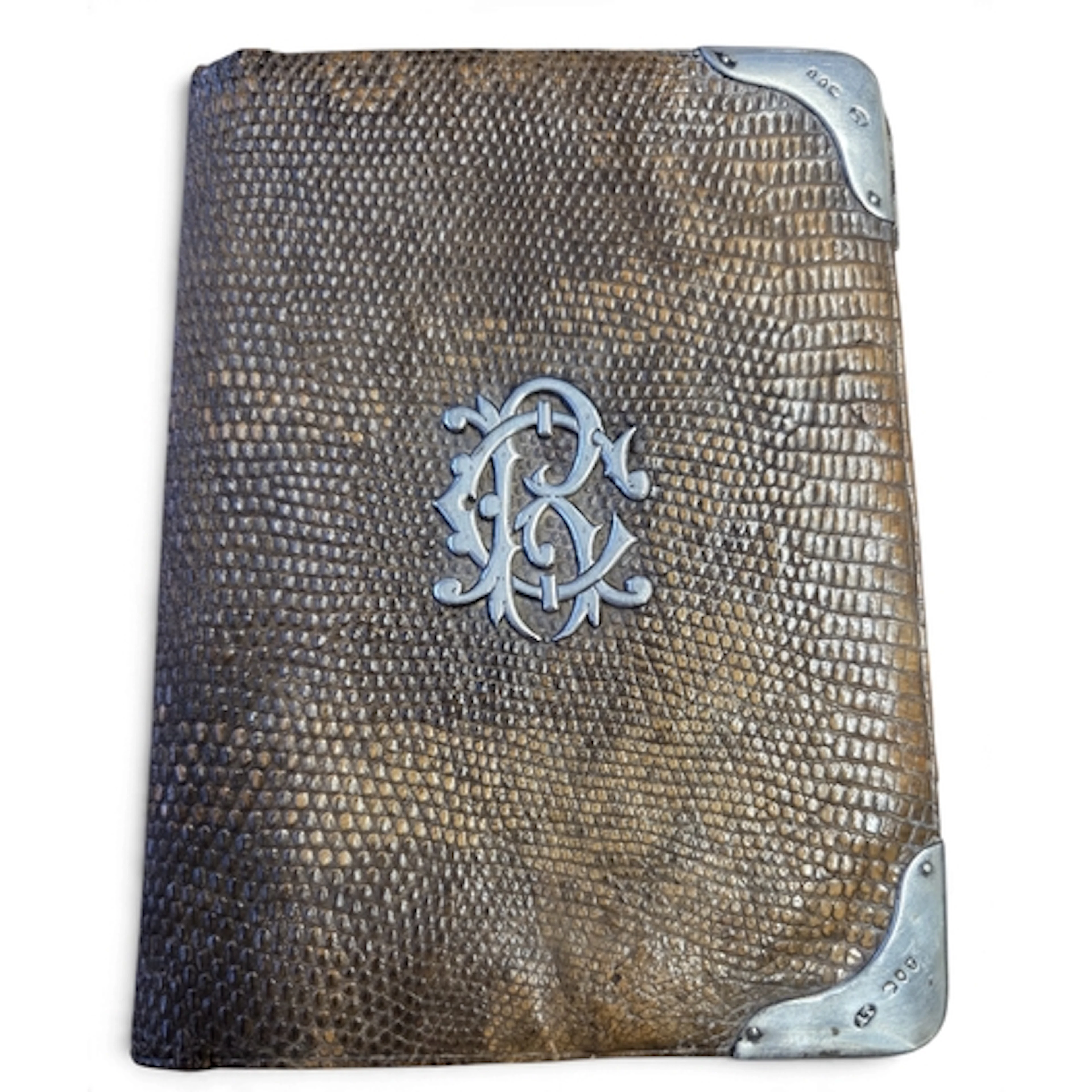 An exceptional Silver mounted Lizard skin Wallet, London 189...