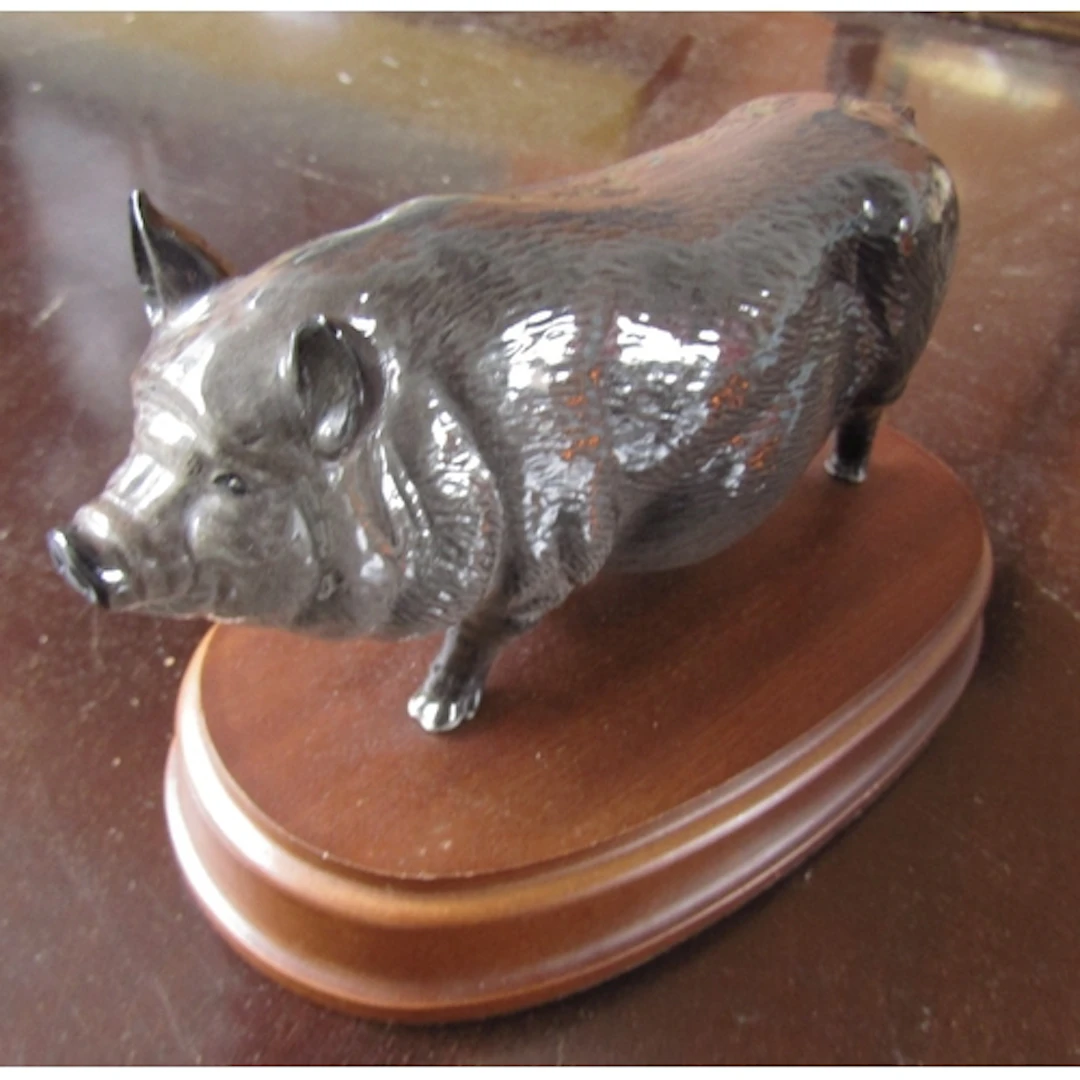 Royal Beswick Fine Porcelain Figure of Hog Mounted on Oval M...