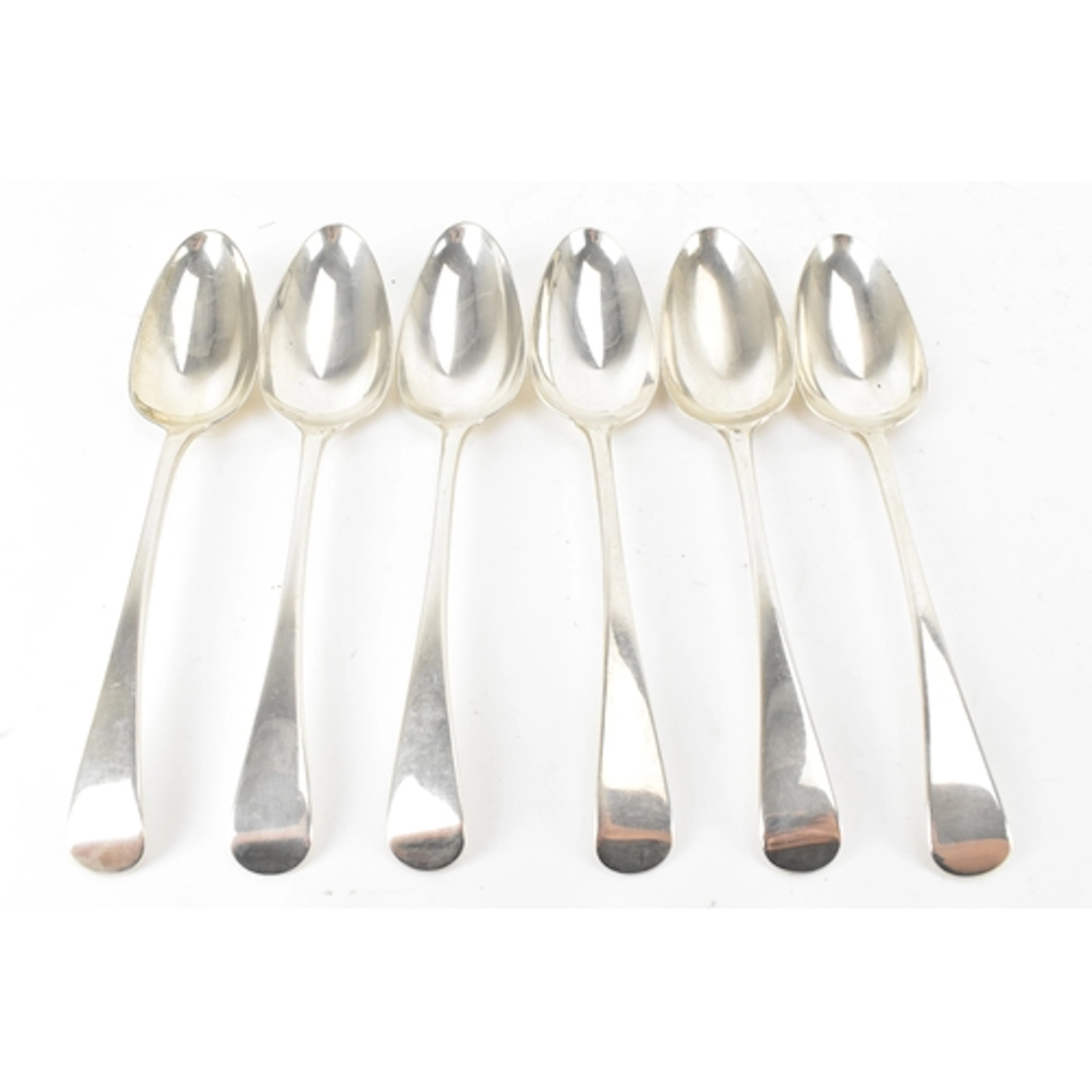 A set of six George III silver table spoons, each by William...