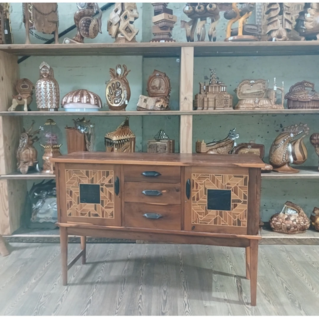 John Southworth Prescott (b1939), parquetry inlaid yew wood ...