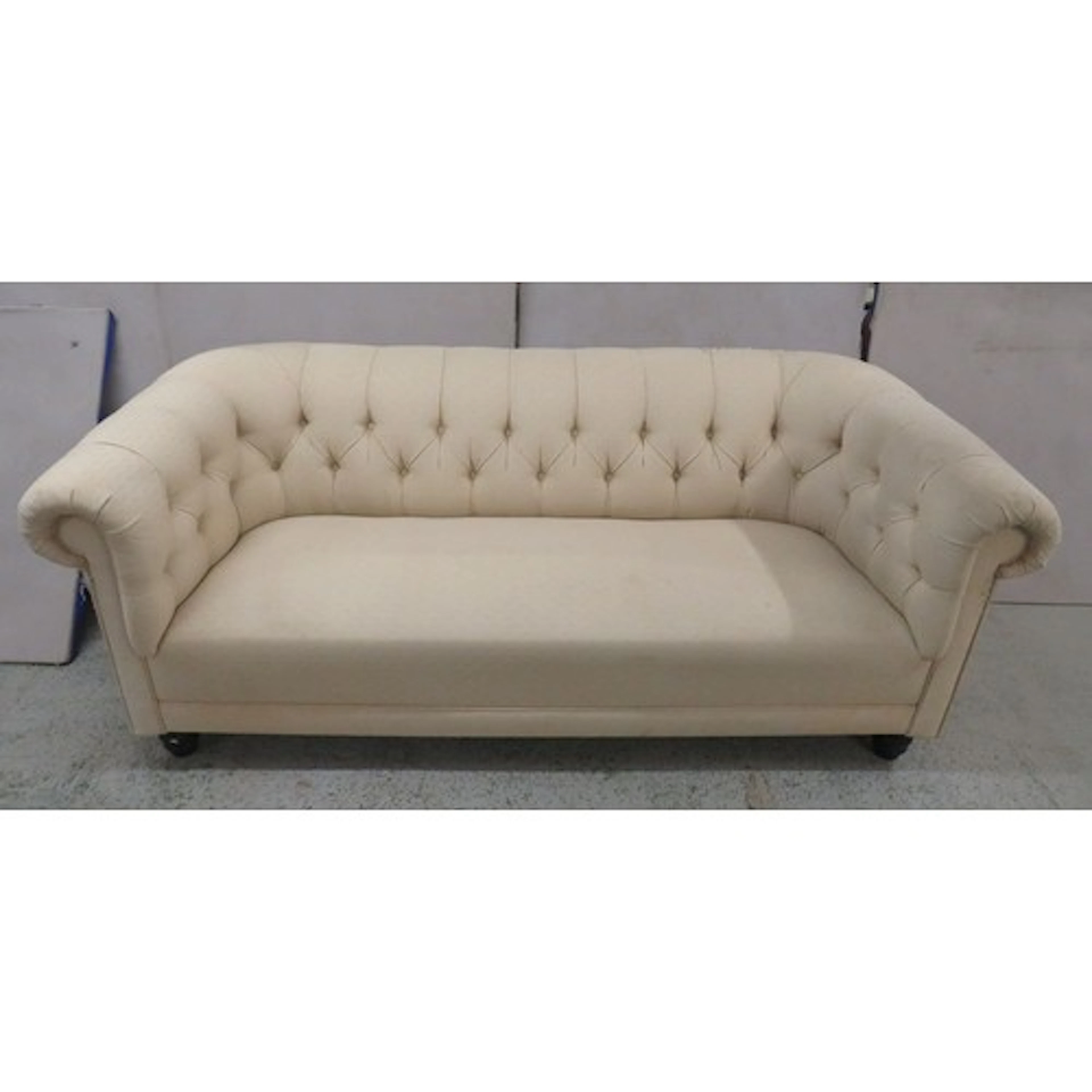 Classic Chesterfield Style Sofa with deep buttoned ivory/cre...