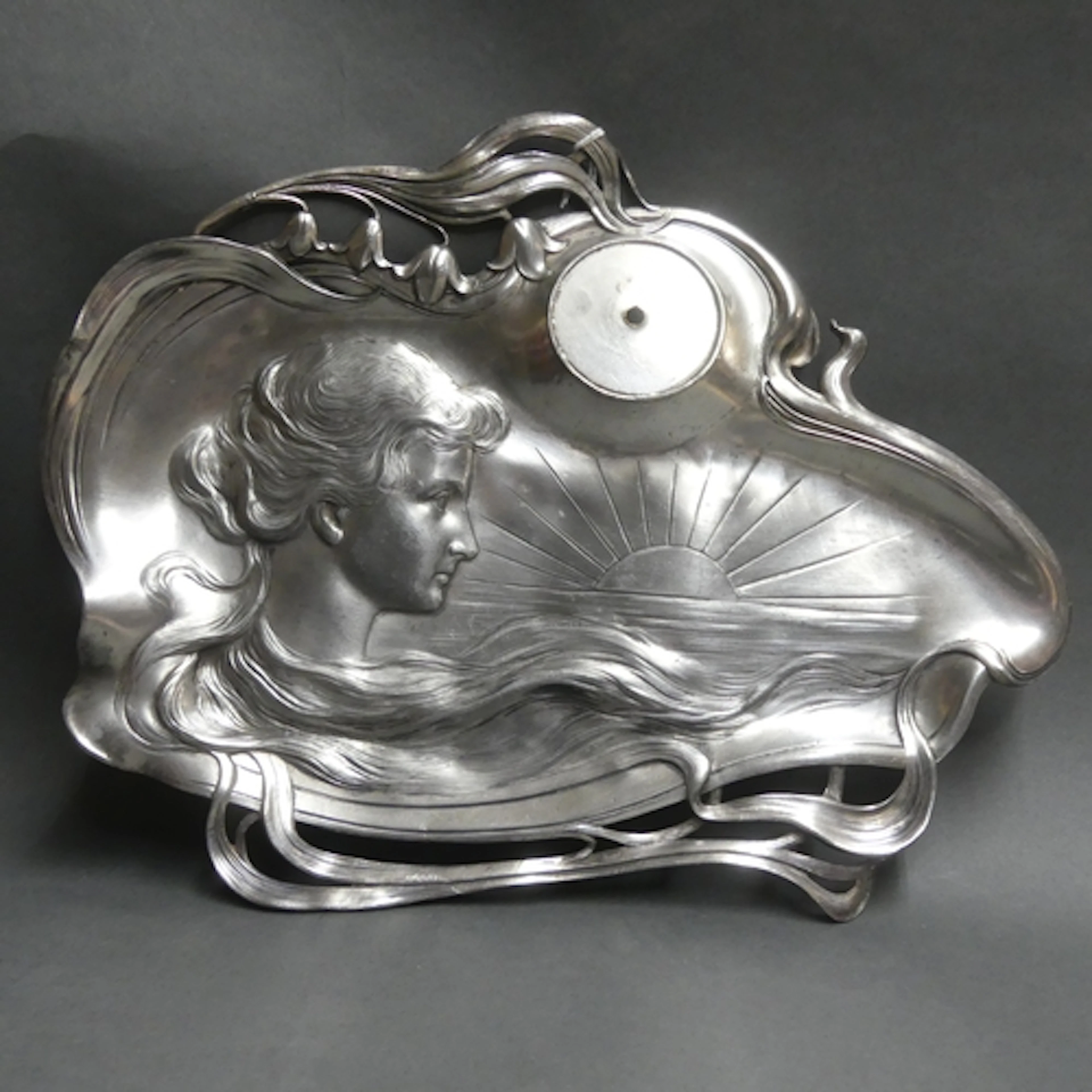 WMF - A large silver plated Britannia metal tray or desk sta...