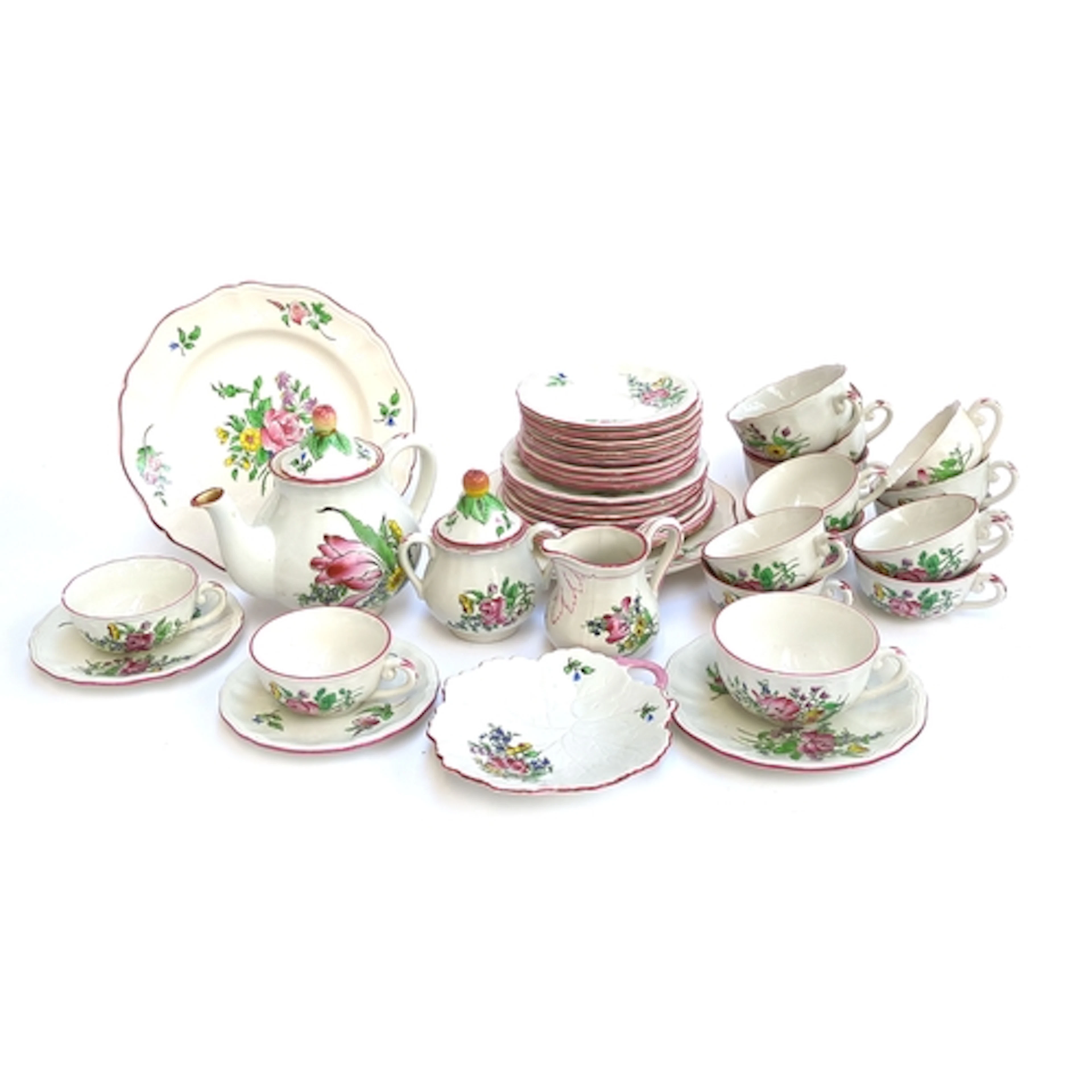 A Keller & Guerin Luneville faience part tea service in 'Old...