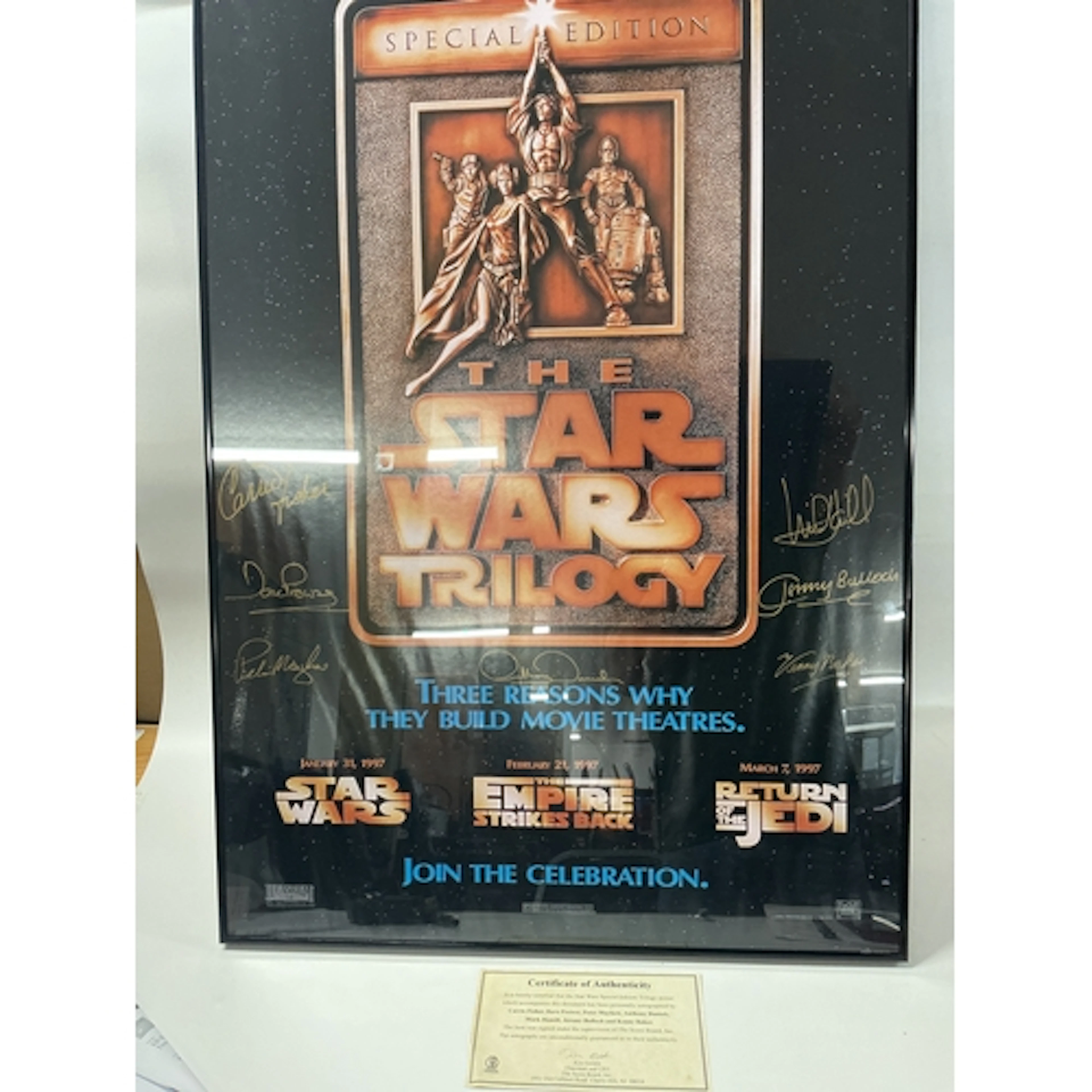 A Framed Star Wars Special Edition Poster Signed By Carrie F...