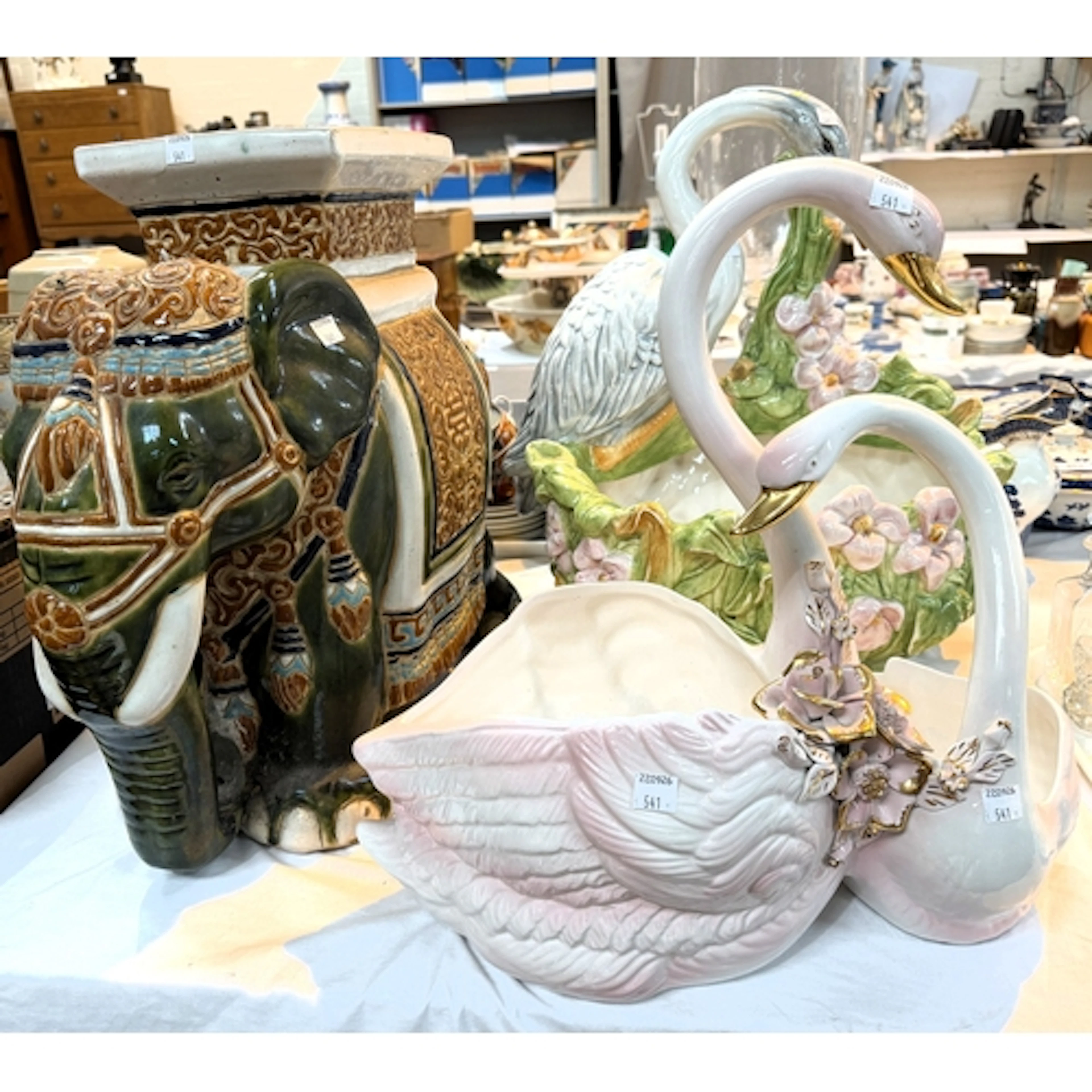 A large Italian ceramic Heron flower planter , 45cm, a ceram...