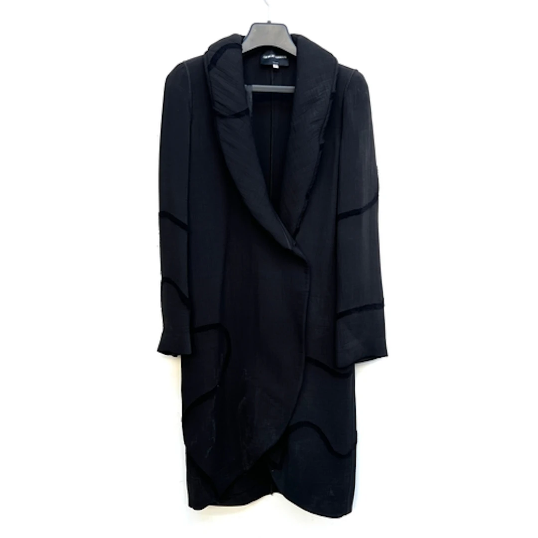 A Giorgio Armani black padded silk blend coat, size 44