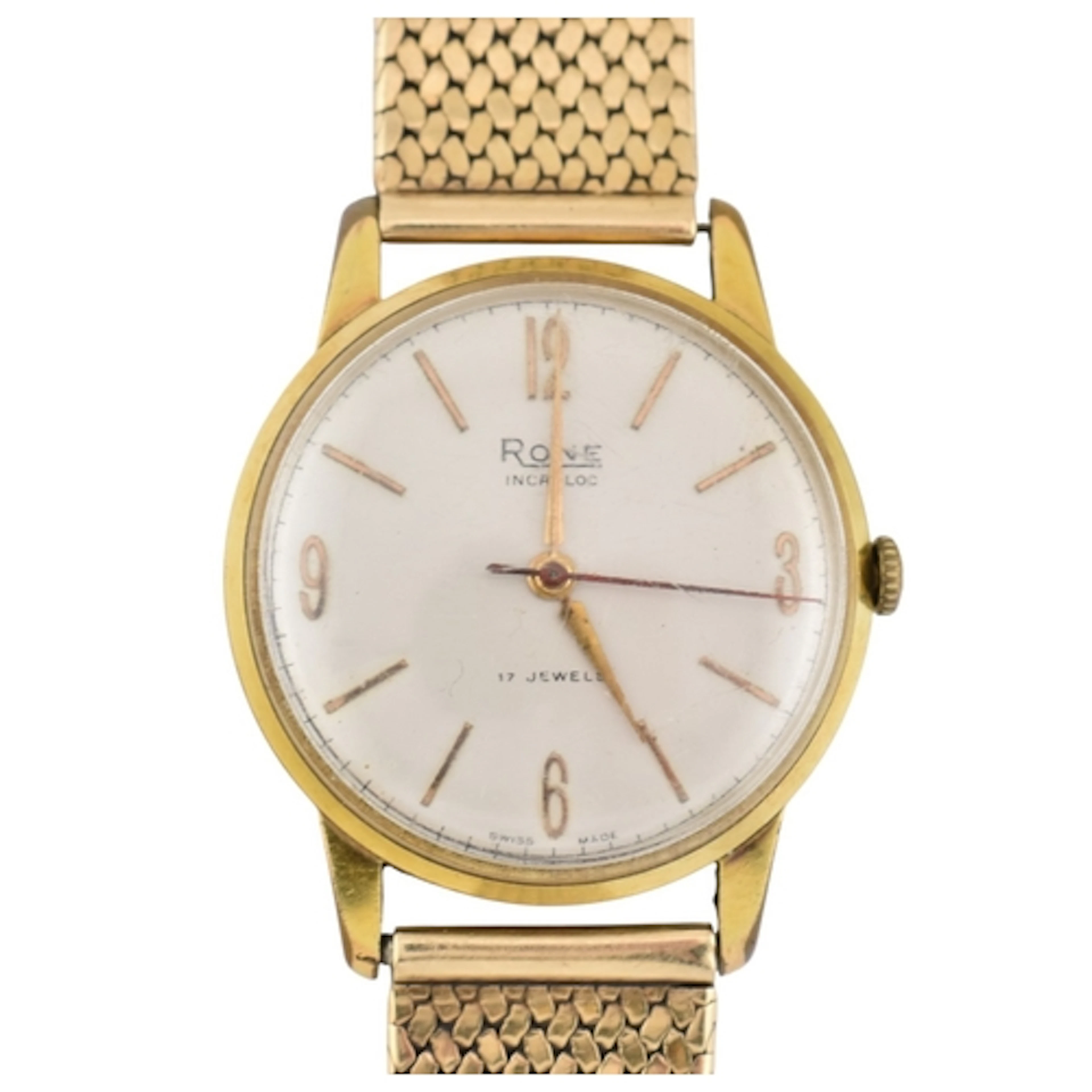 A mid century Rone wristwatch on a hallmarked 9ct gold strap...