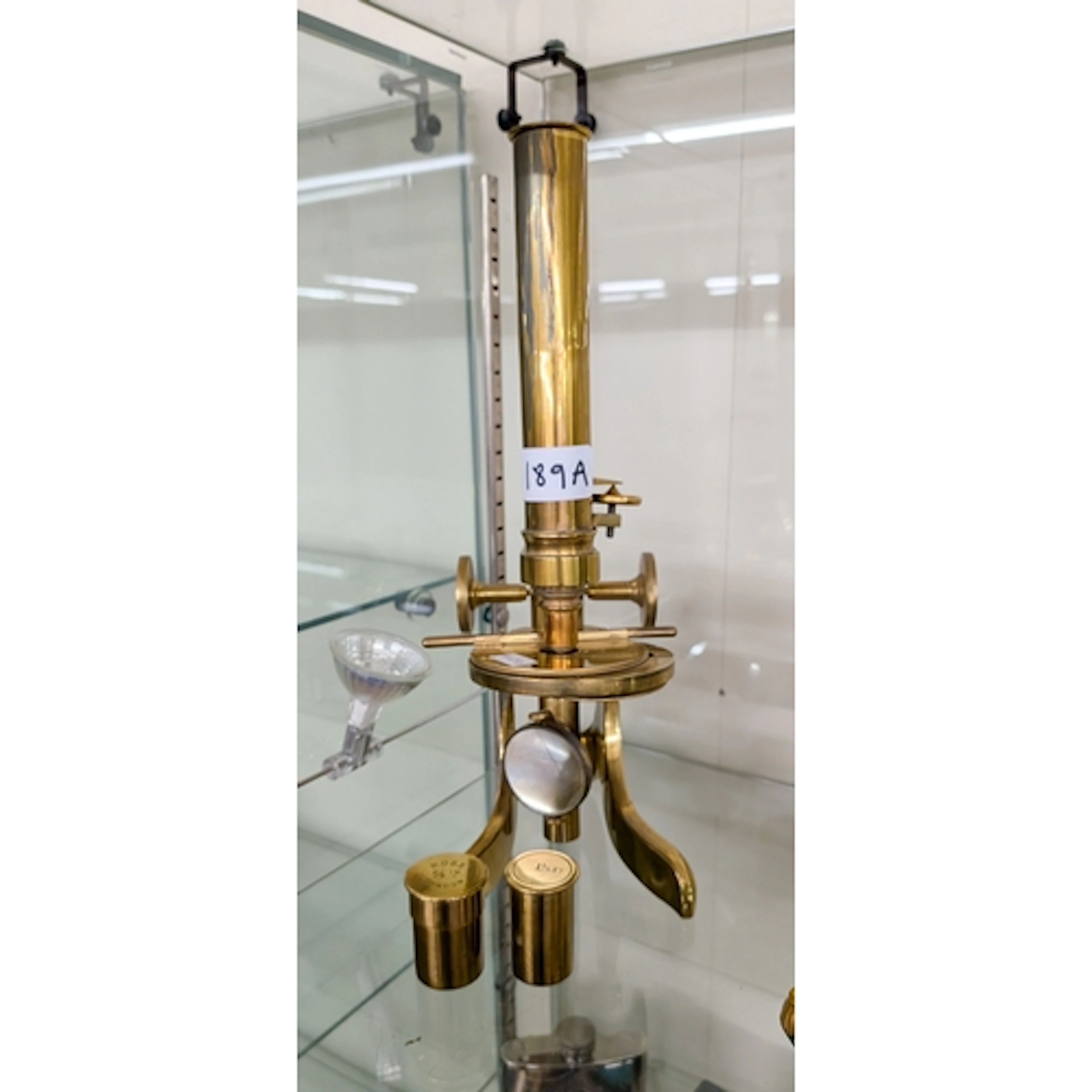 A vintage brass microscope
