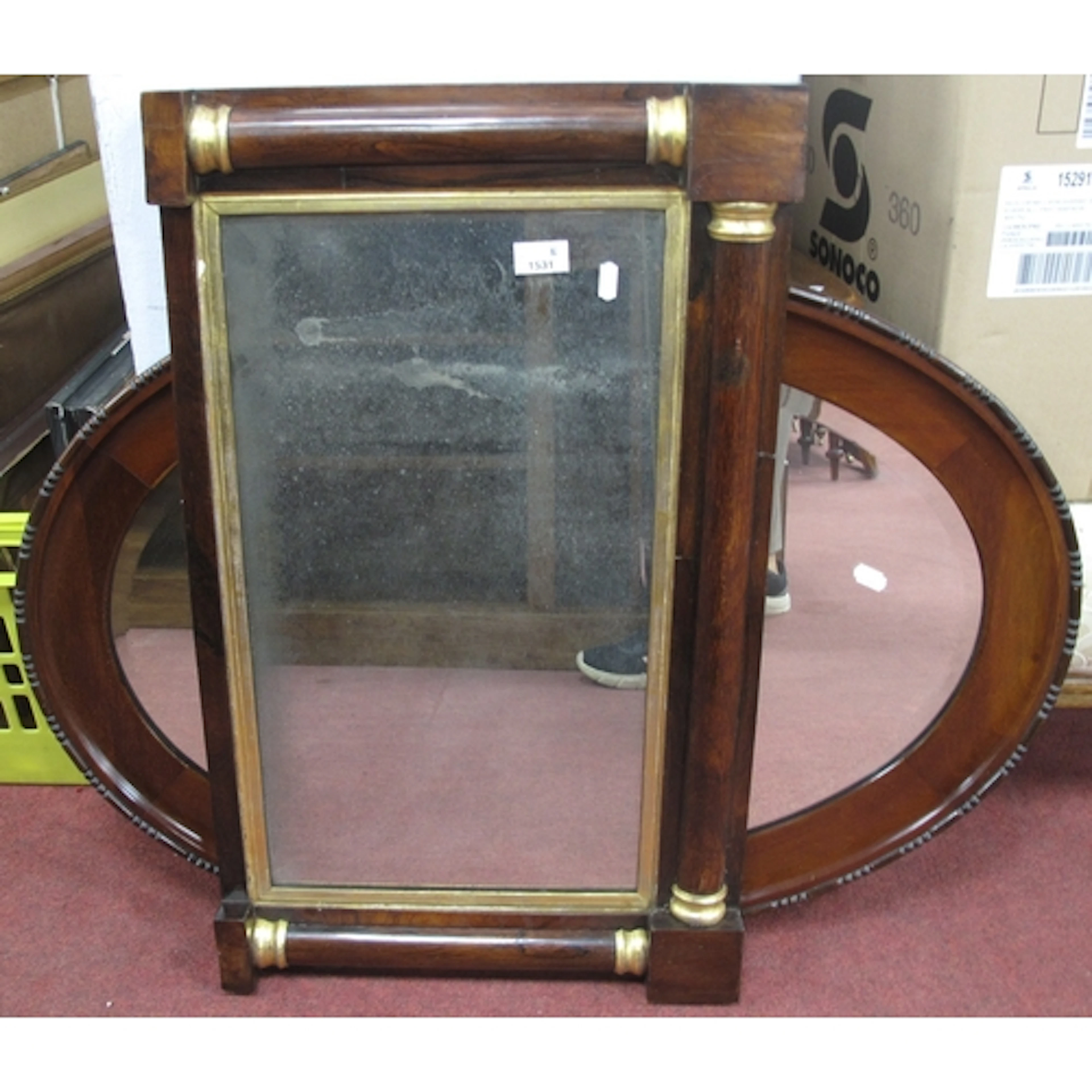 XIX Century Rosewood and Gilt Framed Rectangular Wall Mirror...