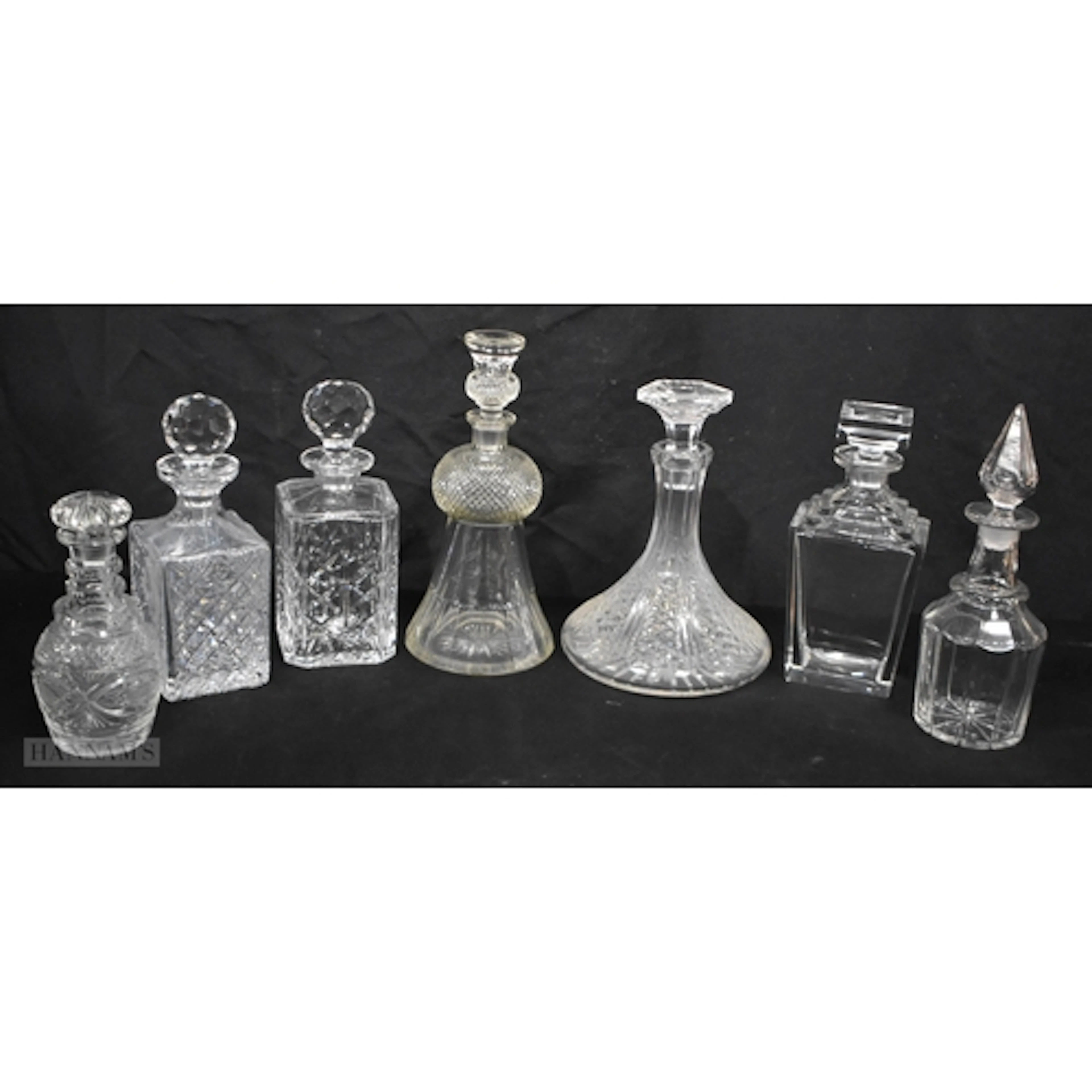A collection of vintage glass decanters 30cm (7)