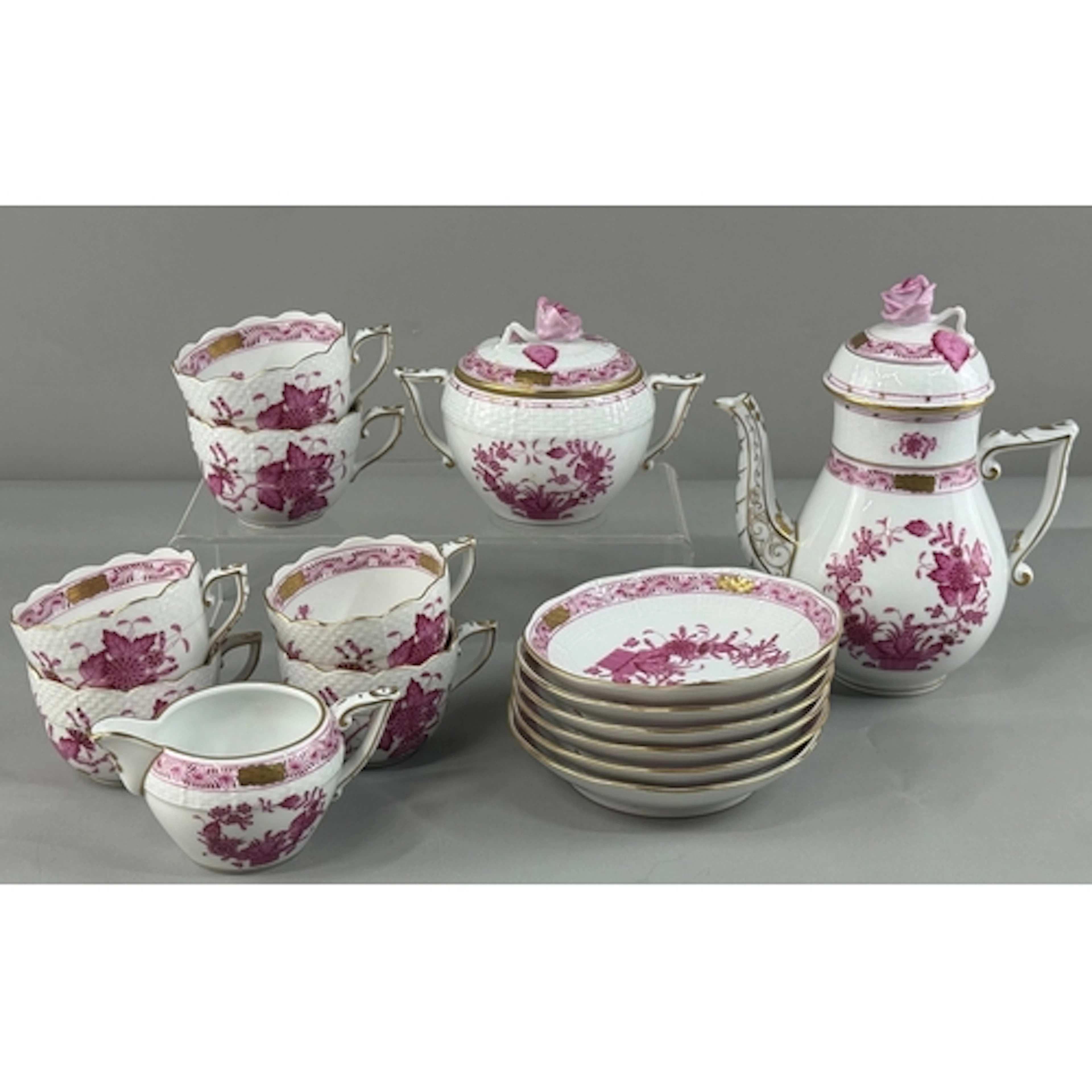 A Herend tea service, modern, painted in the Purple Indian B...