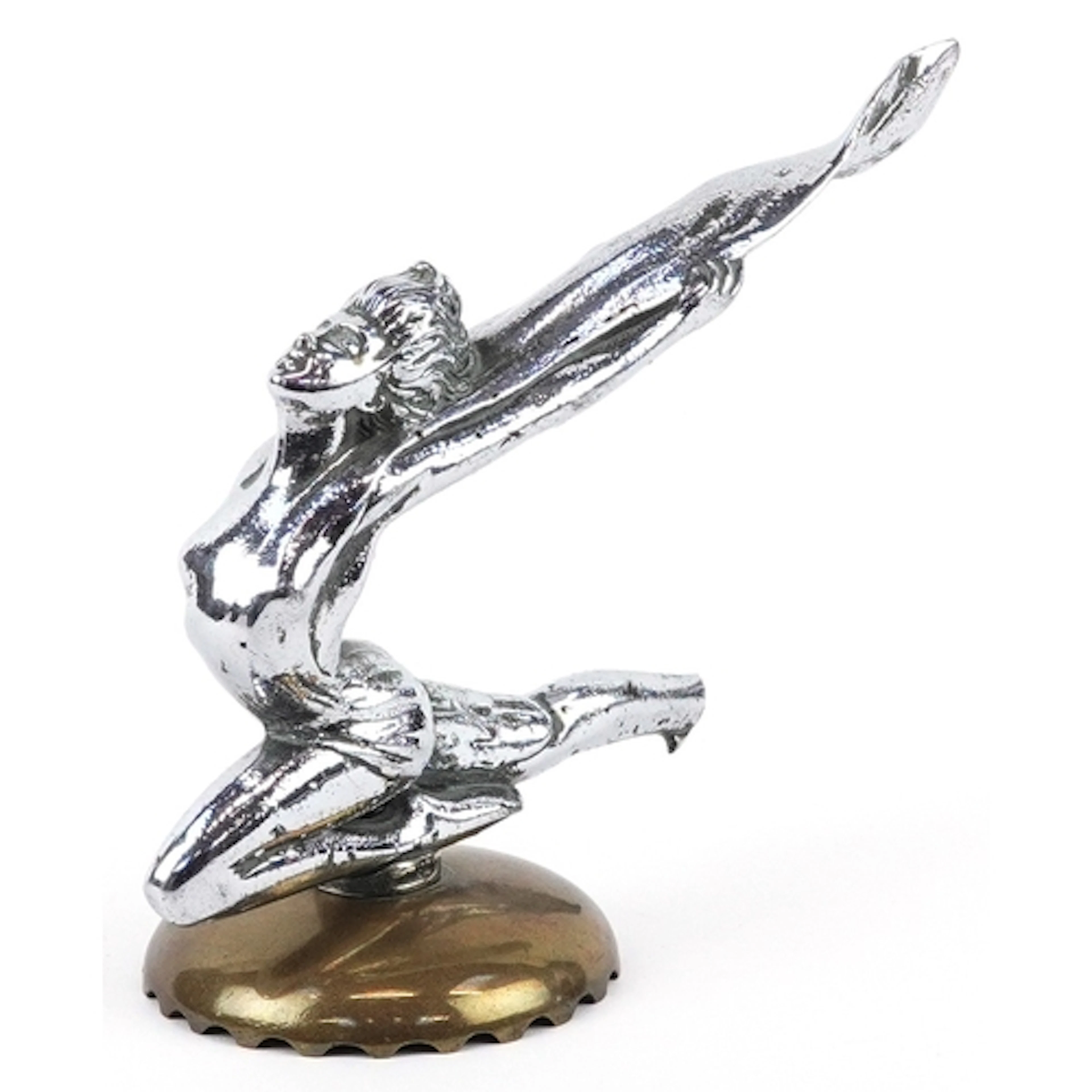 An Art Deco Buick chrome plated goddess car mascot, 18cm wid...