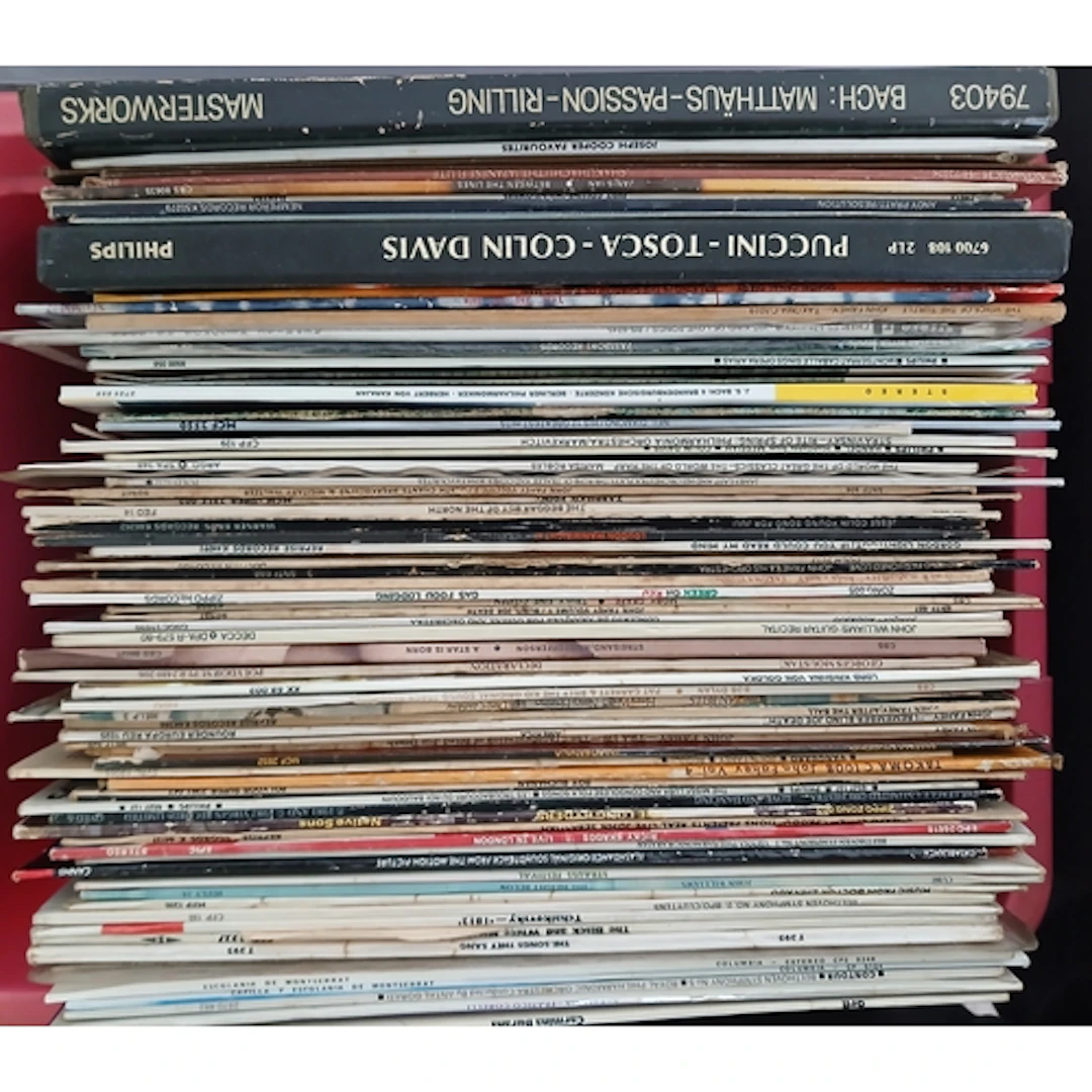 Four boxes of assorted LPs.