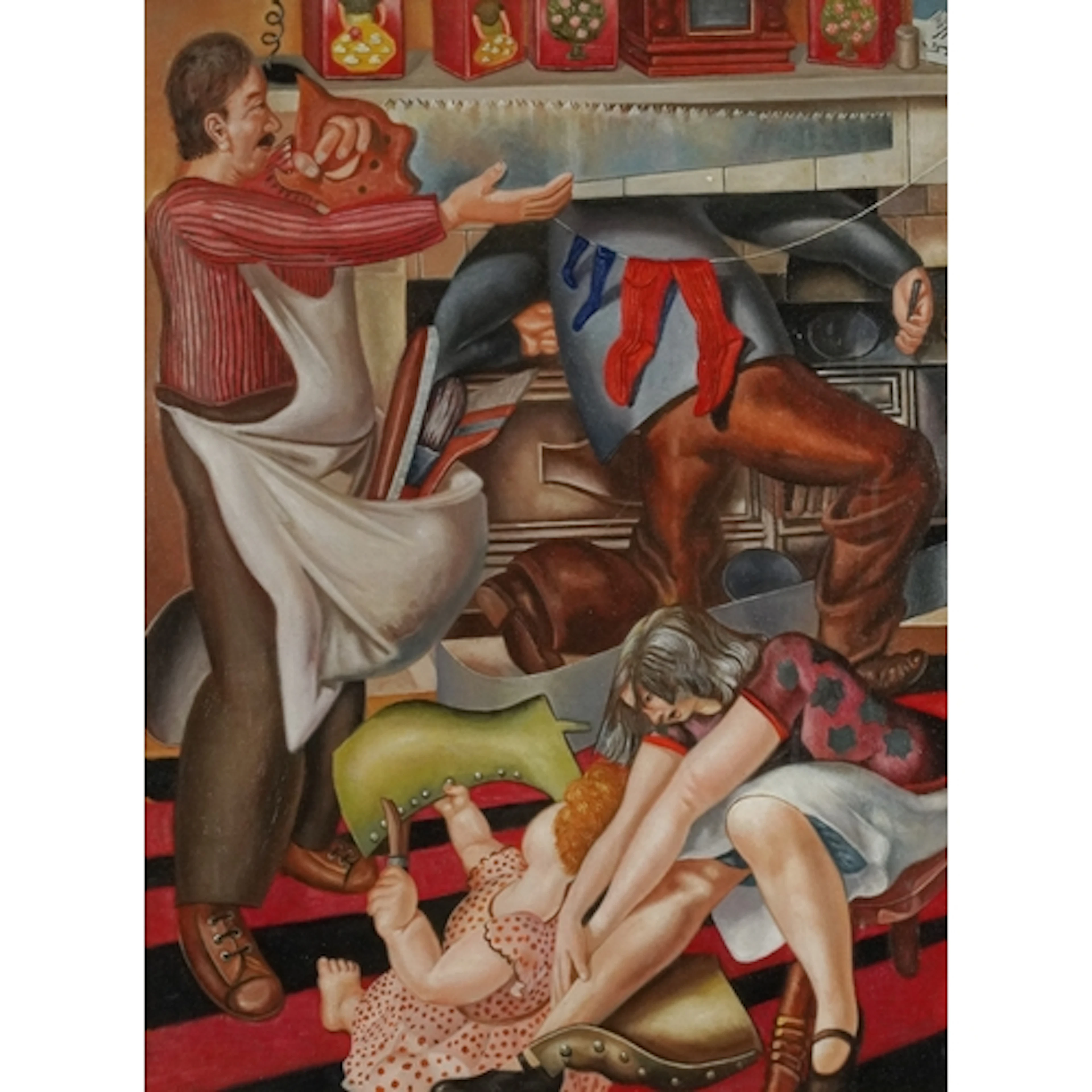 Manner of Stanley Spencer - Workmen in the house, British sc...