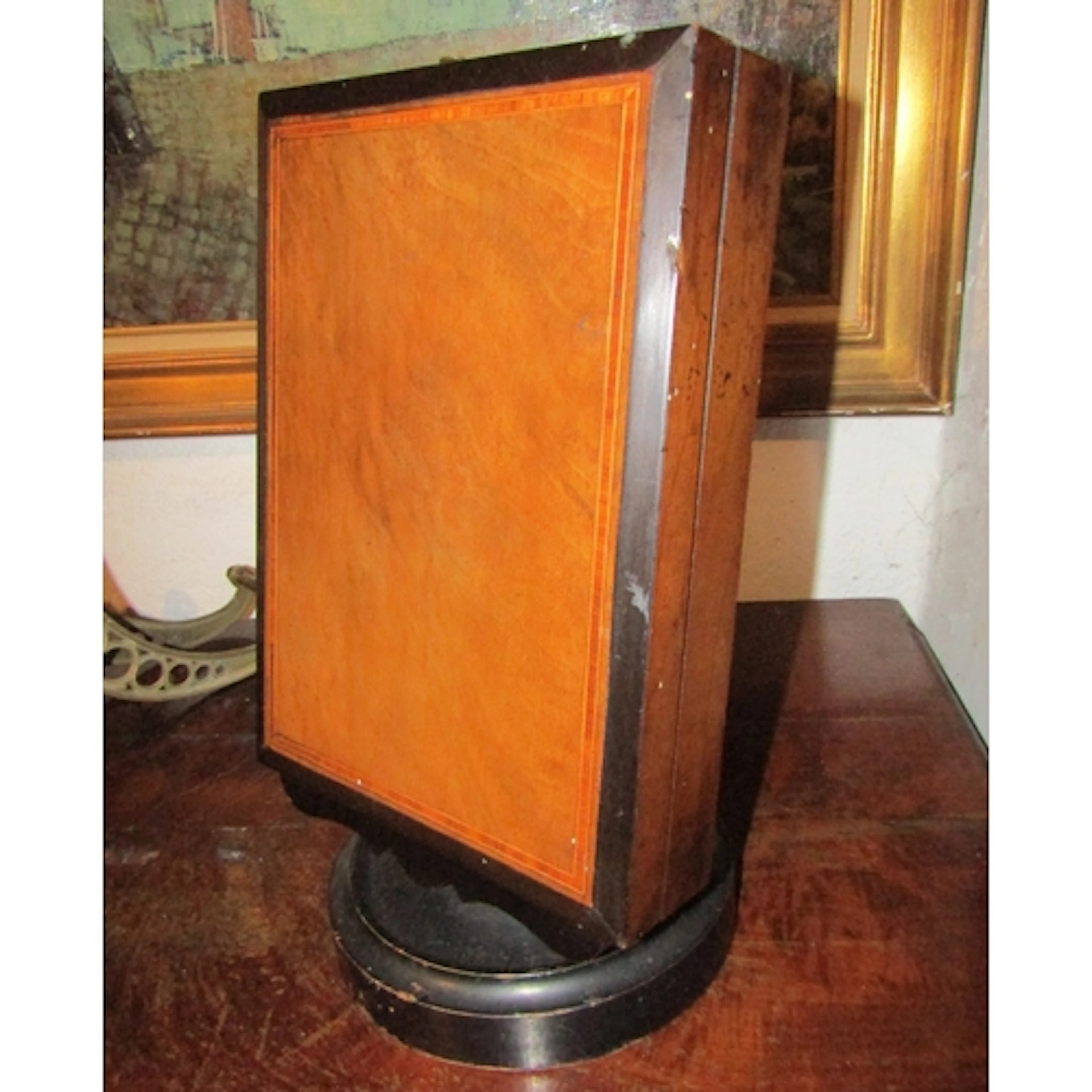 Antique View Finder Freestanding with Mirrored Interior Waln...