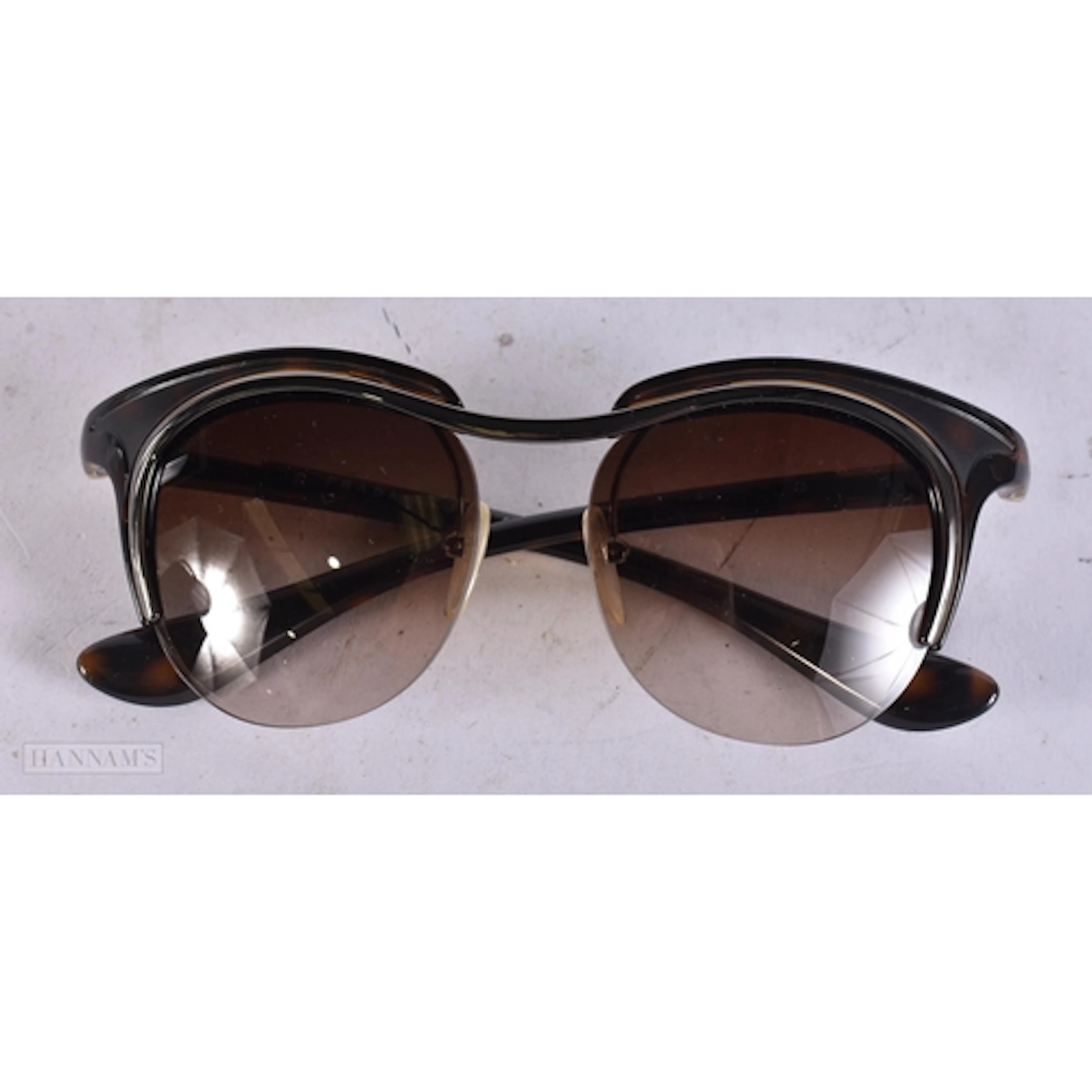 Prada Sunglasses Horn Rim Style SPR 680 Brown Lenses W/ Chro...