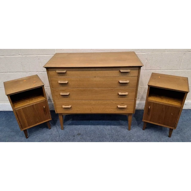 ALFRED COX, A MID-CENTURY TEAK CHEST OF FOUR GRADUATED DRAWE...