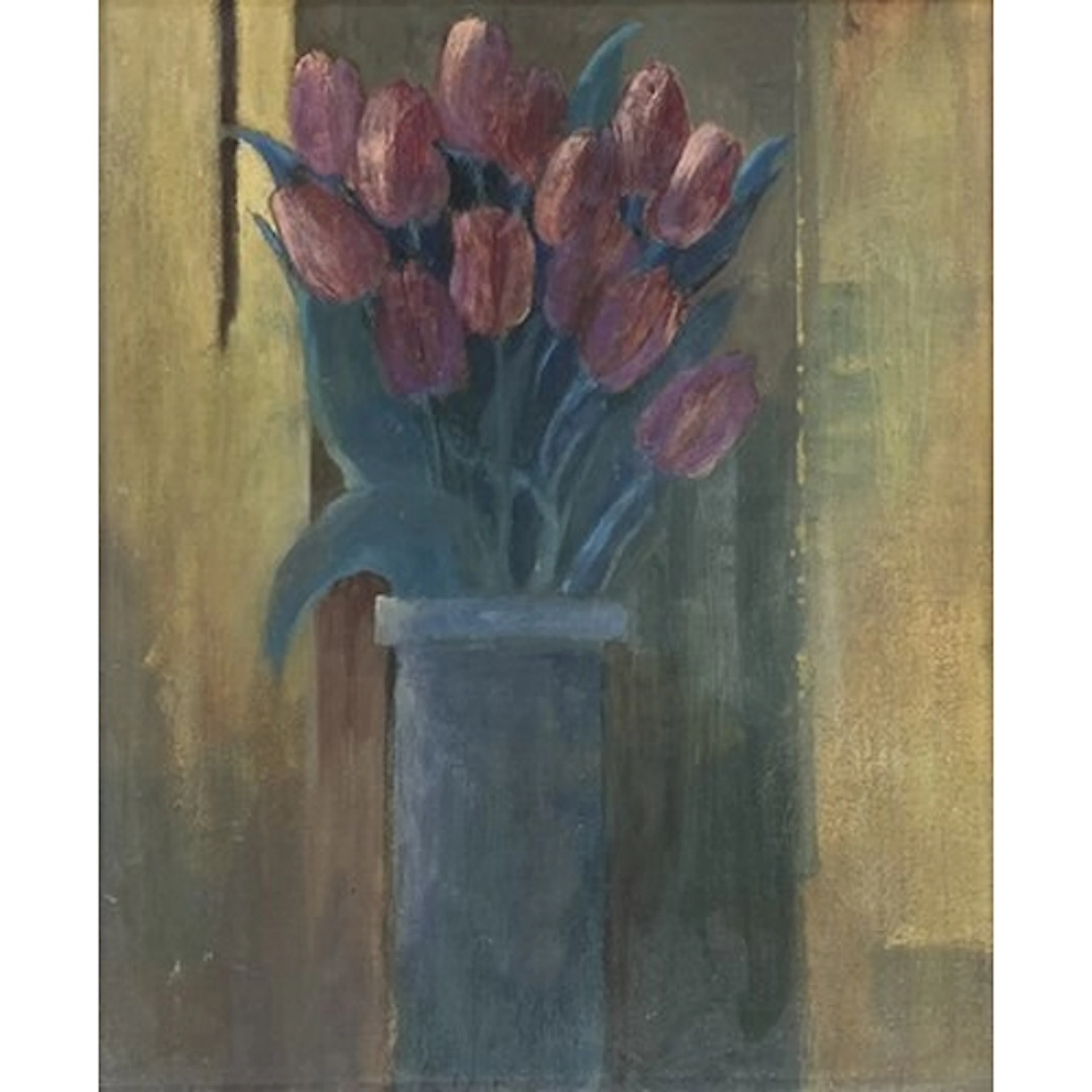 Victoria Gamberoni (20th century) Red Tulip in Blue Vase Oil...