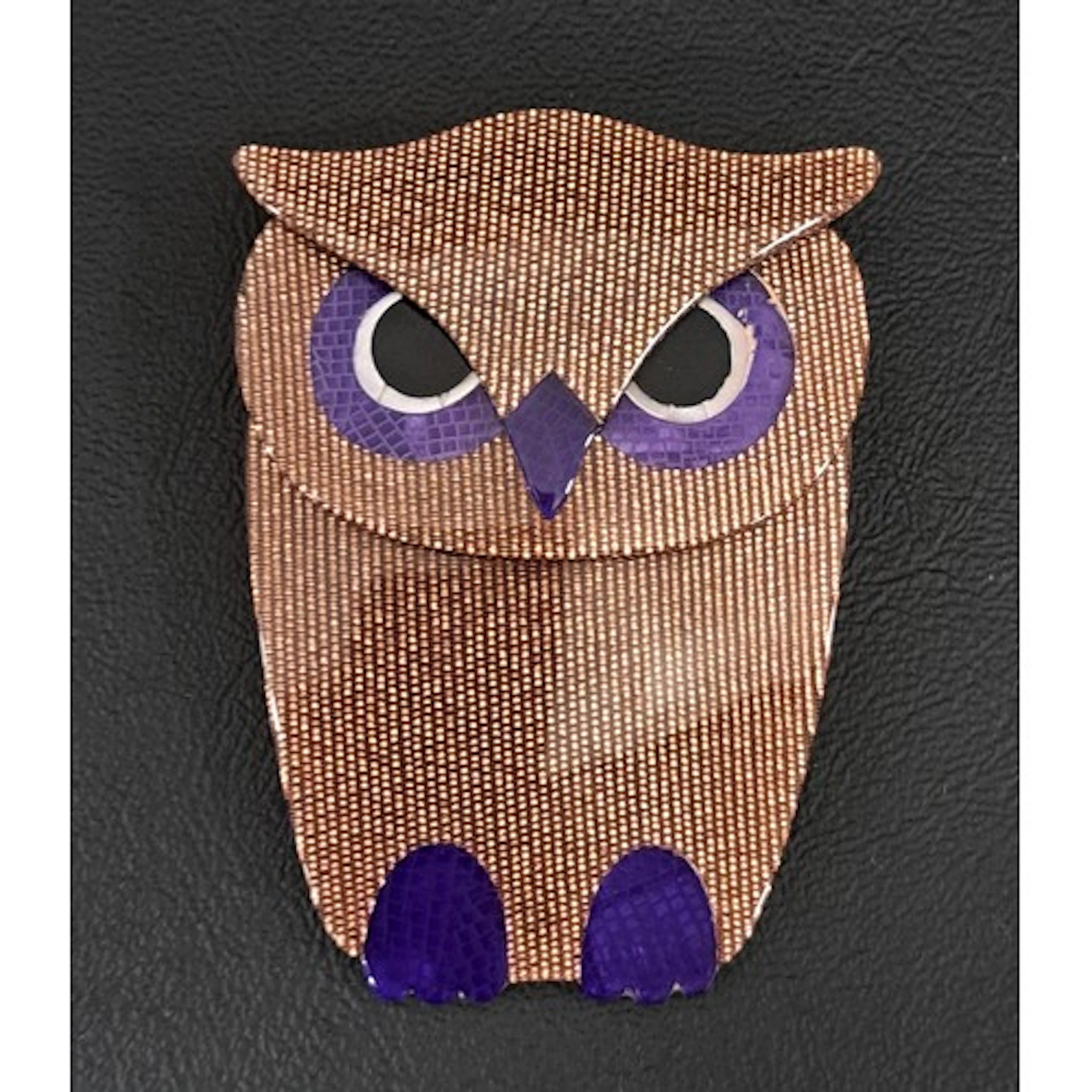 LEA STEIN OWL BROOCH the glitter effect owl with purple eyes...