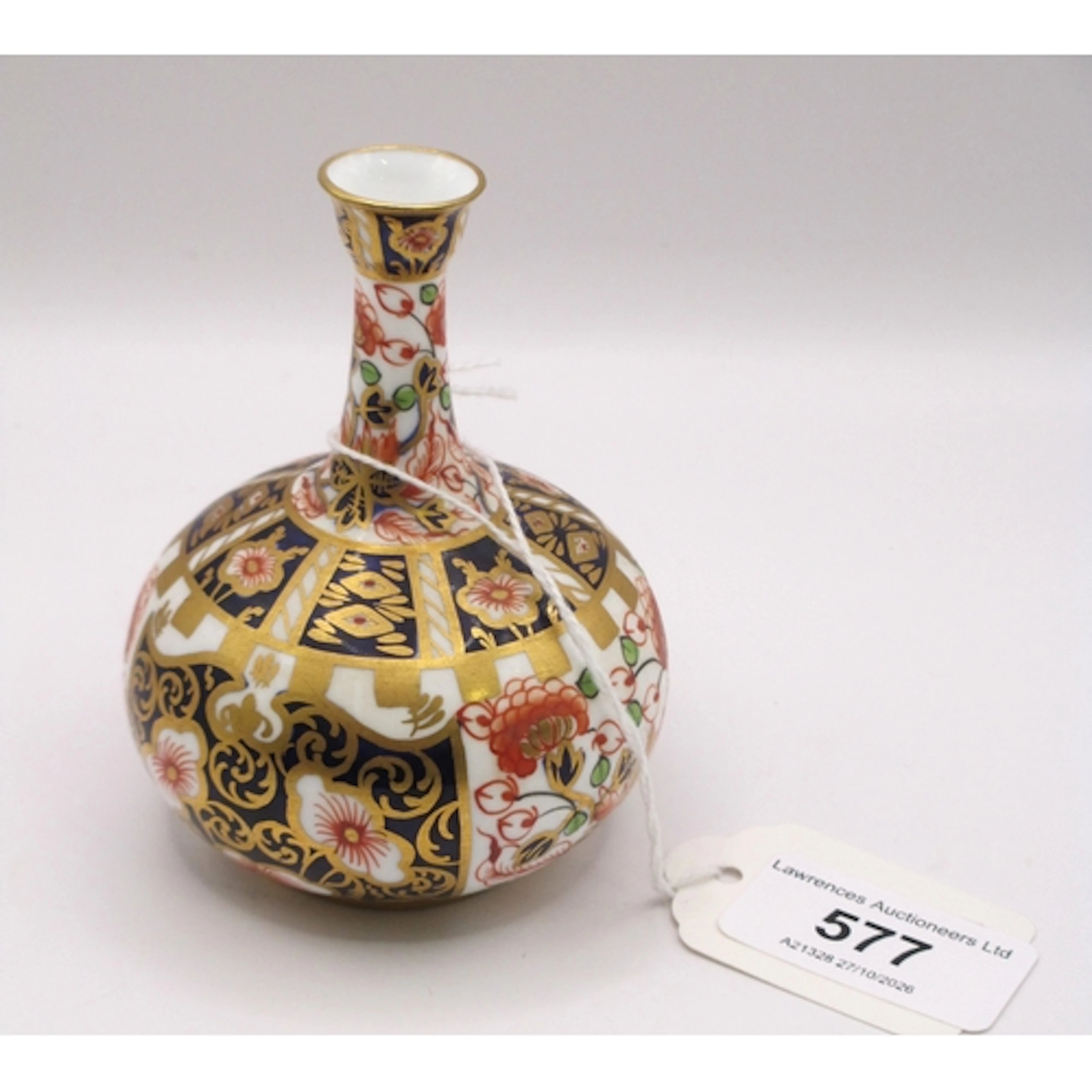 Small Royal Crown Derby Imari pattern bottle vase, 9.5cm hig...