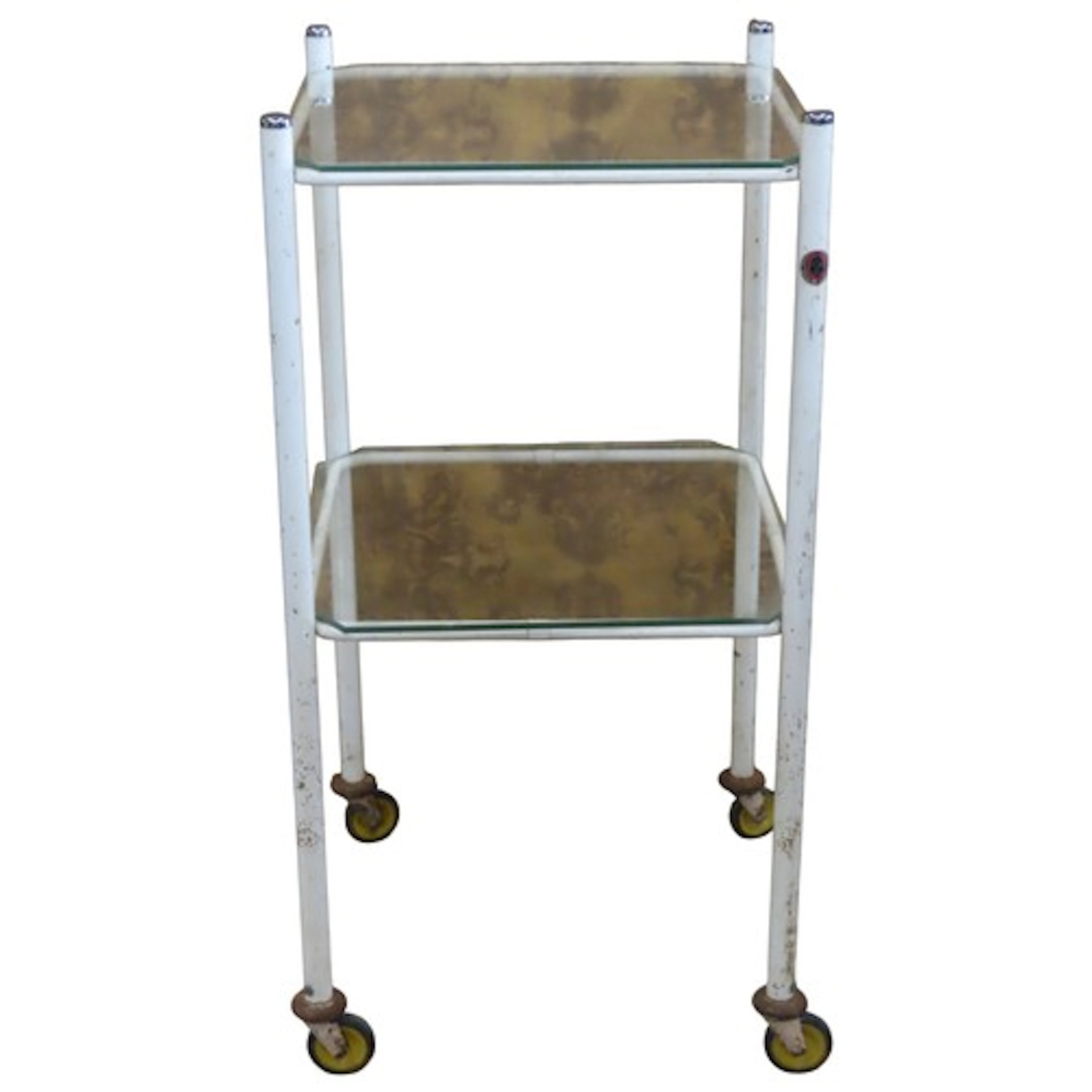 An vintage industrial painted tubular steel framed trolley o...
