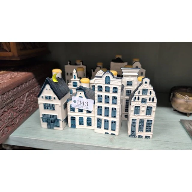 A collection of KLM blue-and-white glazed ceramic miniature ...