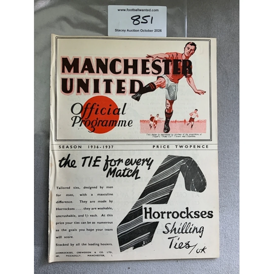 1936 - 1937 Manchester United v Bolton Wanderers Football Pr...