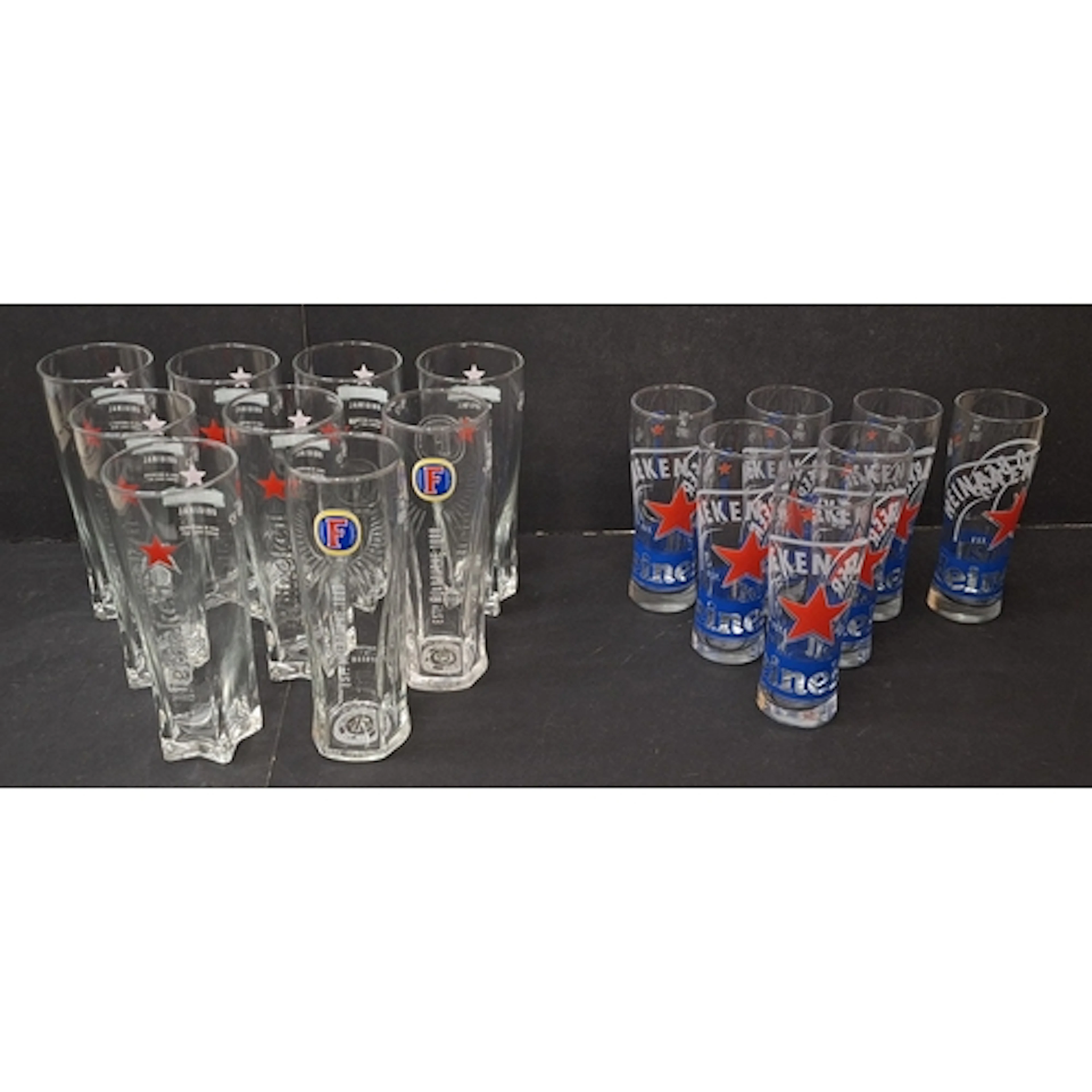 Pint Glasses incl. 8 Heineken, 2 Fosters, 7 Heineken 1/2 pin...