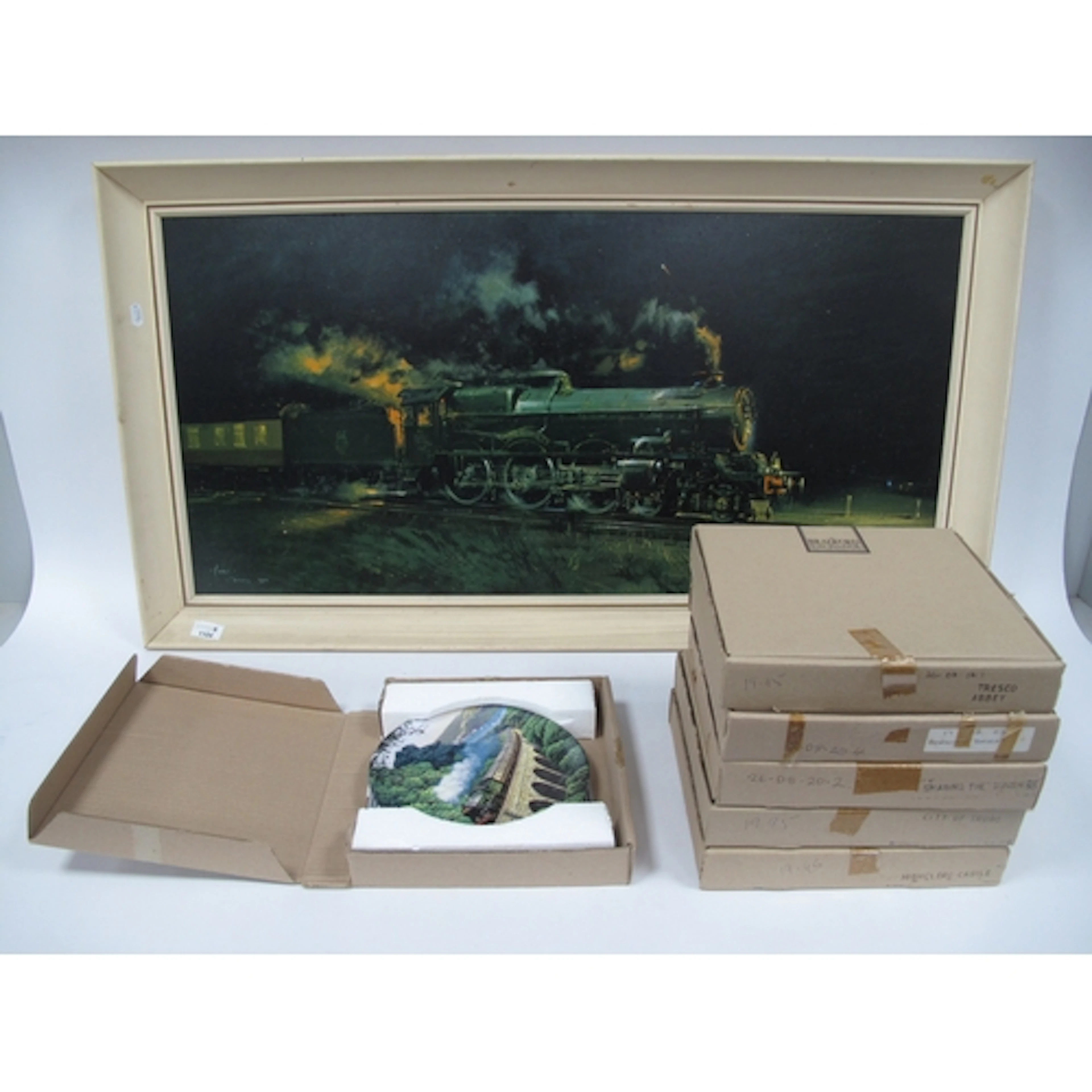 Six Bradford Exchange Ceramic Plates, Railway themed (boxed,...