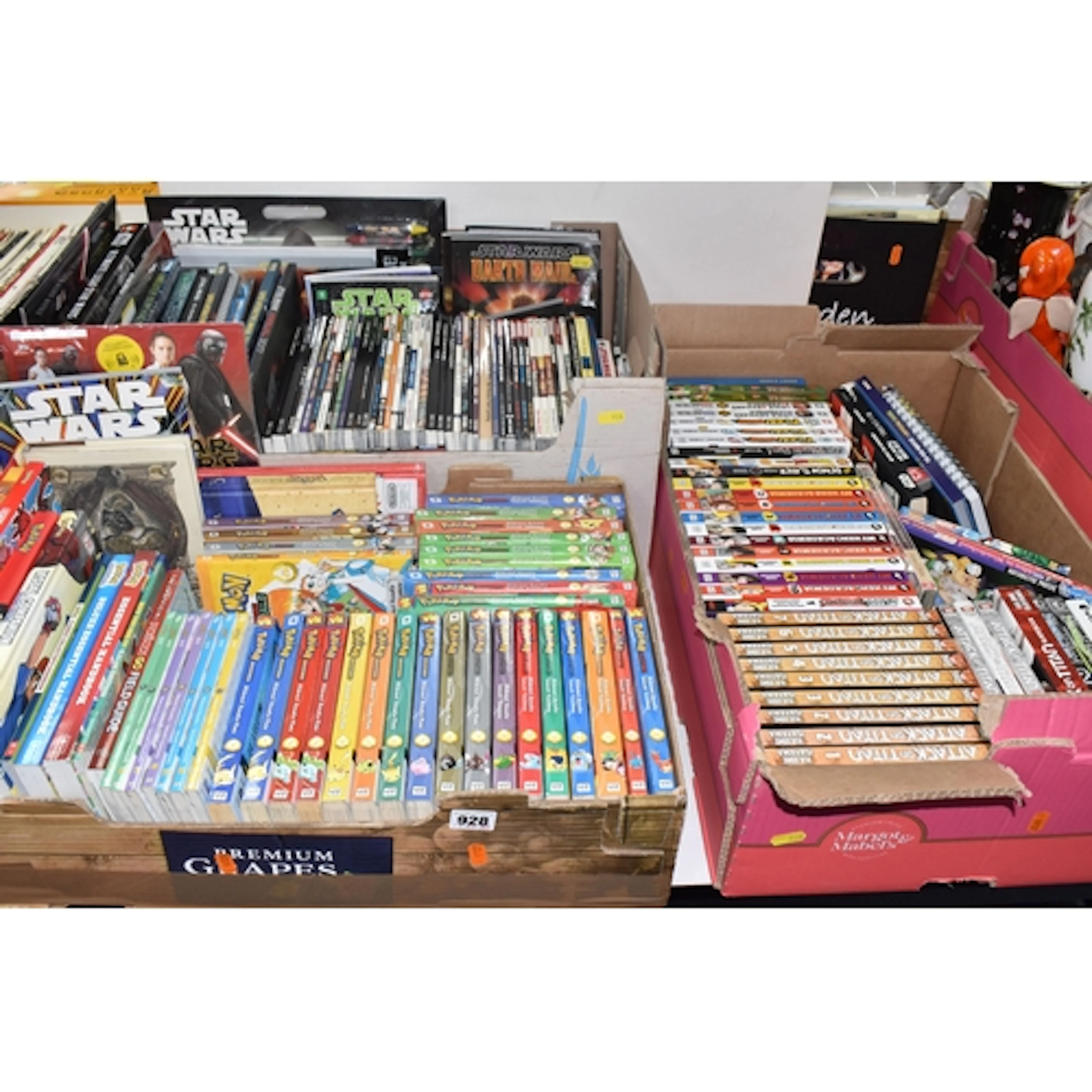 THREE BOXES OF MOSTLY MANGA BOOKS to include fourteen Attack...