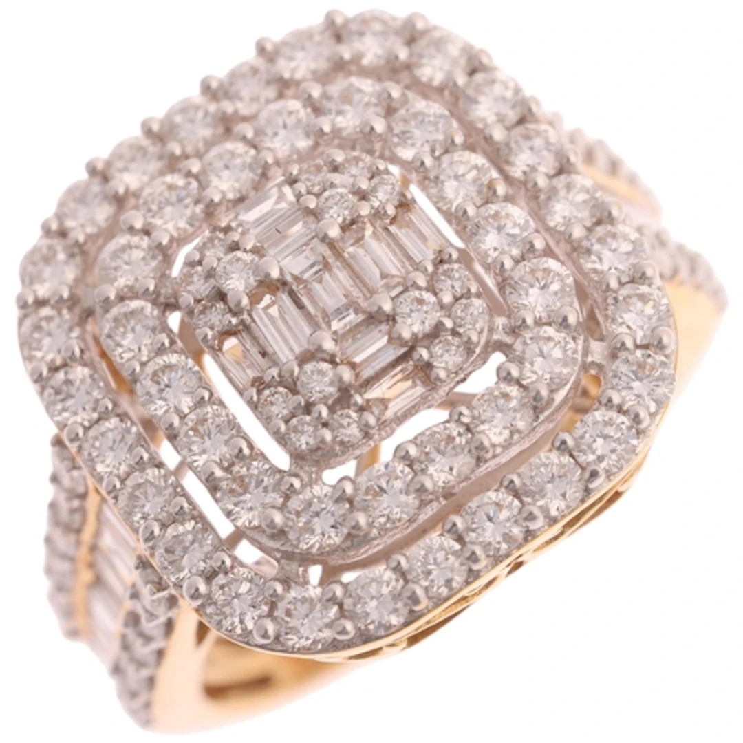 An 18ct gold diamond cluster ring, Iliana, the rectangular c...