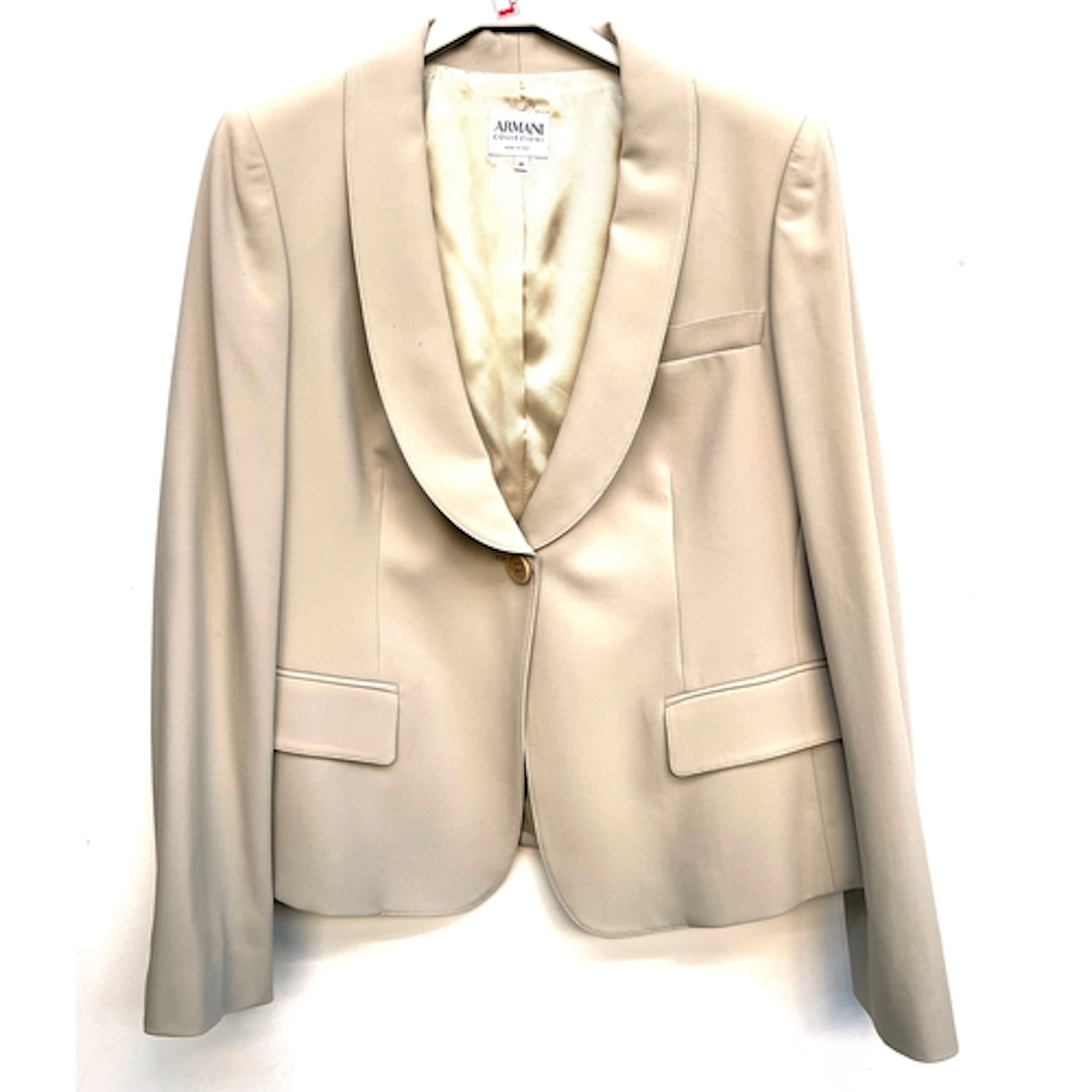 An Armani Collezioni beige wool jacket with shawl collar, si...