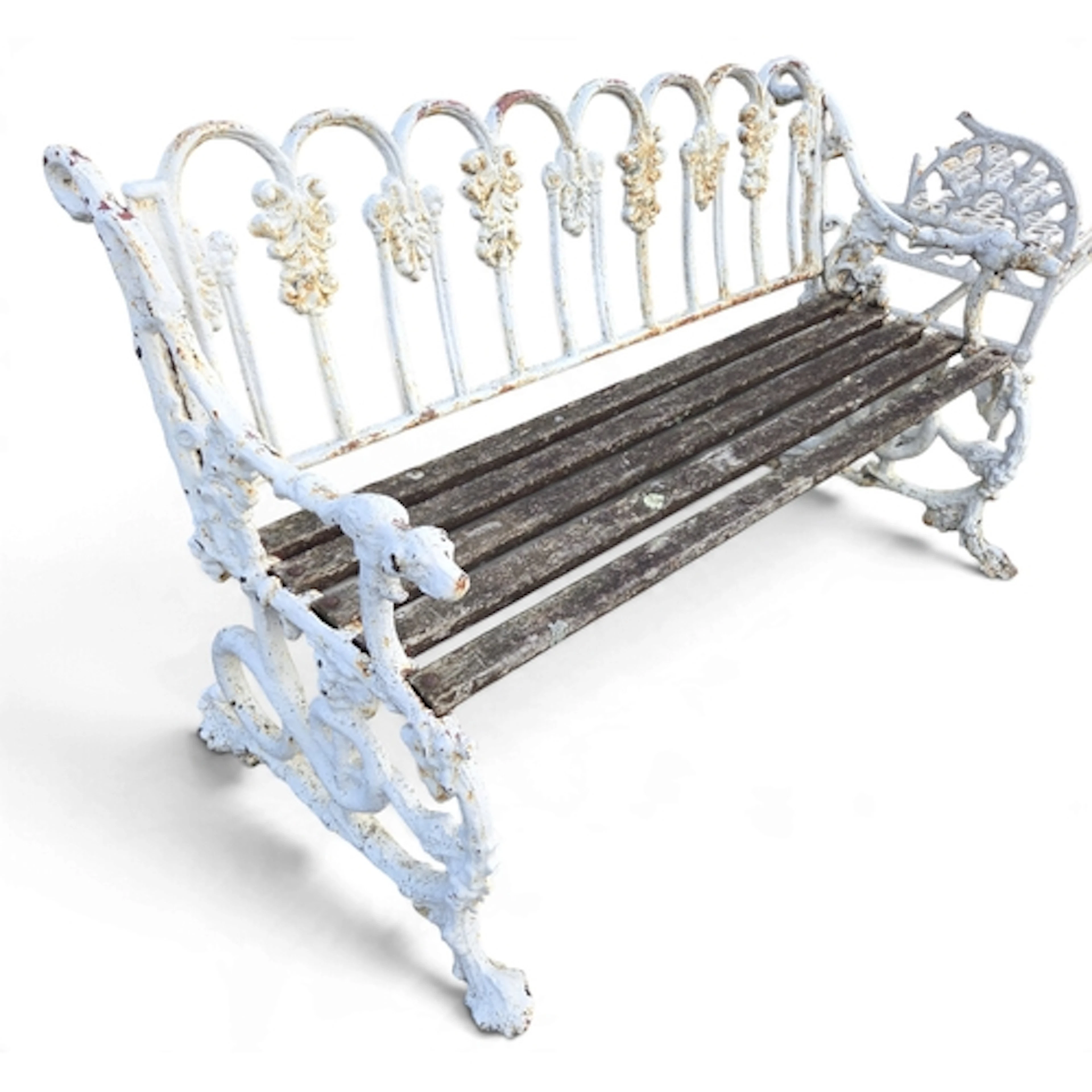 A rare Victorian Irish Provincial Cast Metal Garden Bench Se...