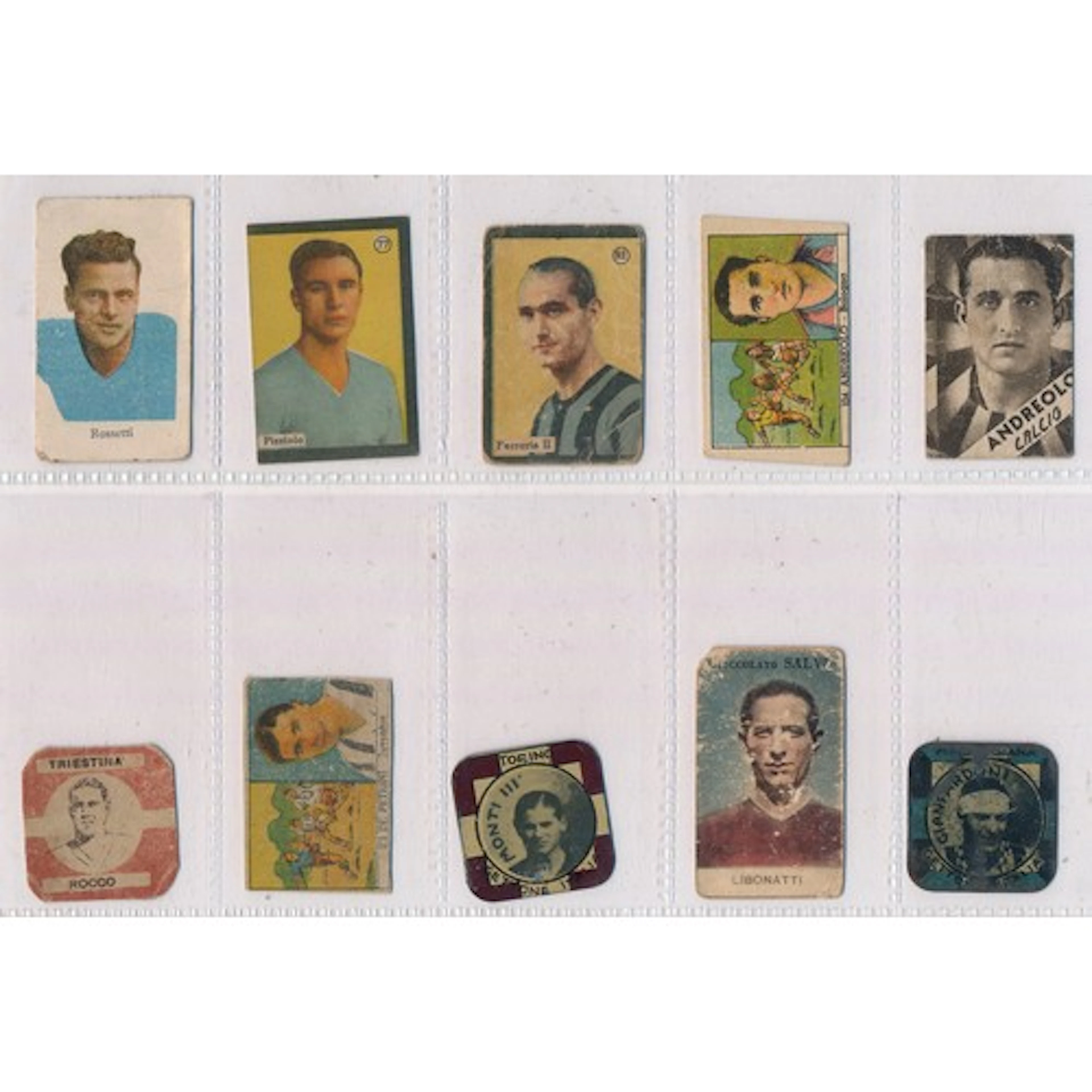 Vintage soccer cards from Italy, 1930's-40's, including meta...