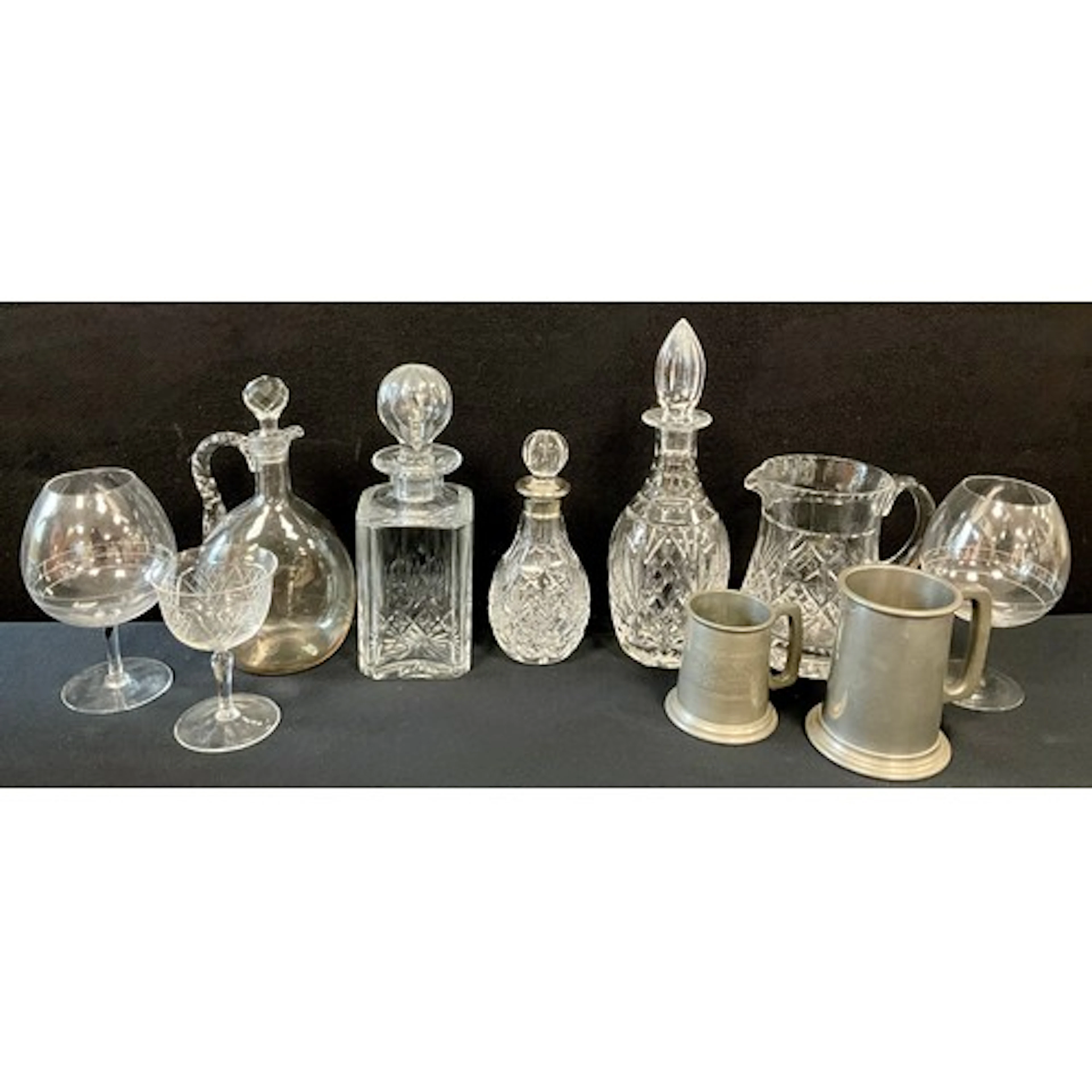 Glassware - a silver mounted cut glass decanter by Mappin & ...