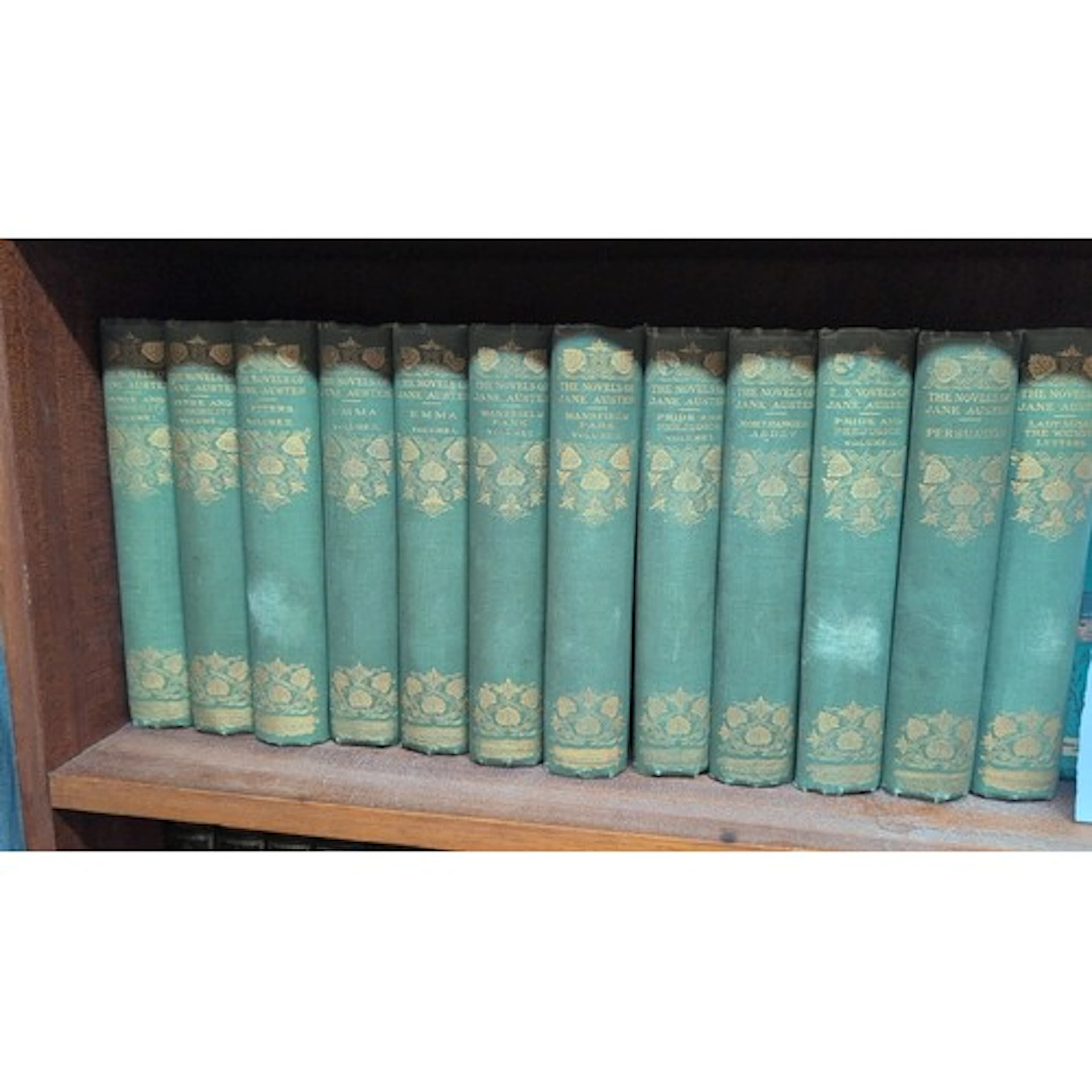 A set of The Novels of Jane Austen, cloth-bound in green wit...