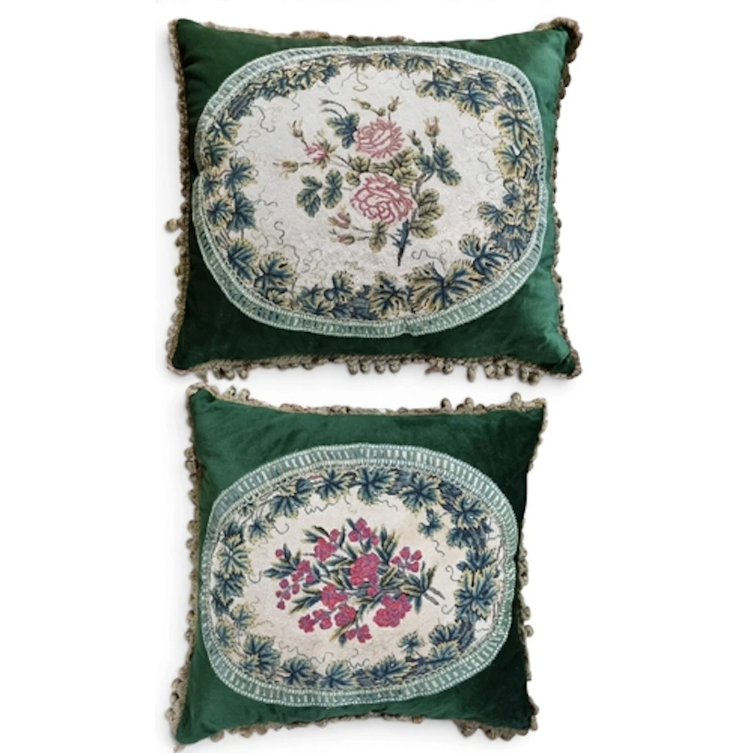 A good group of Tapestry Cushions. LB 65 x 53 cm approx.