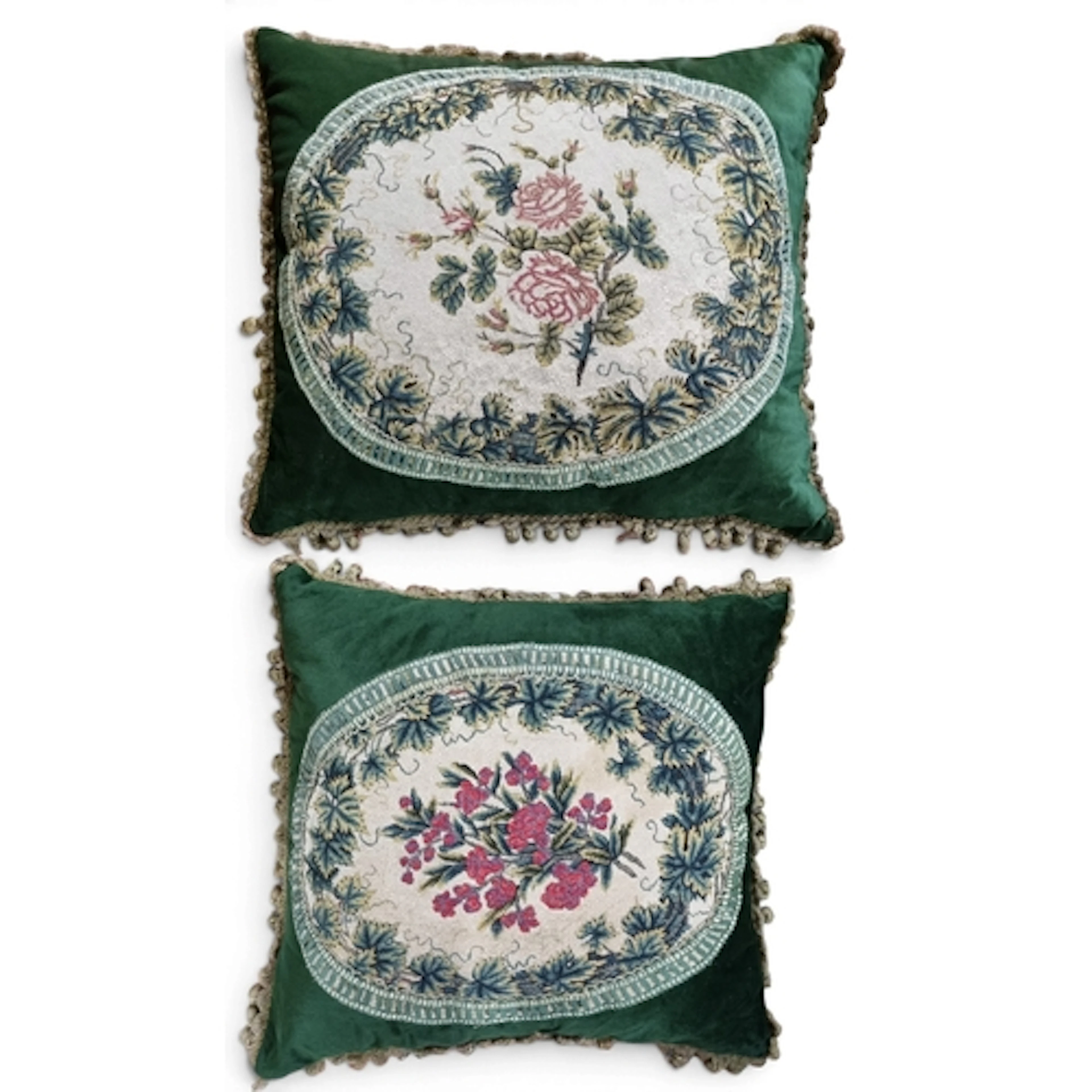 A good group of Tapestry Cushions. LB 65 x 53 cm approx.