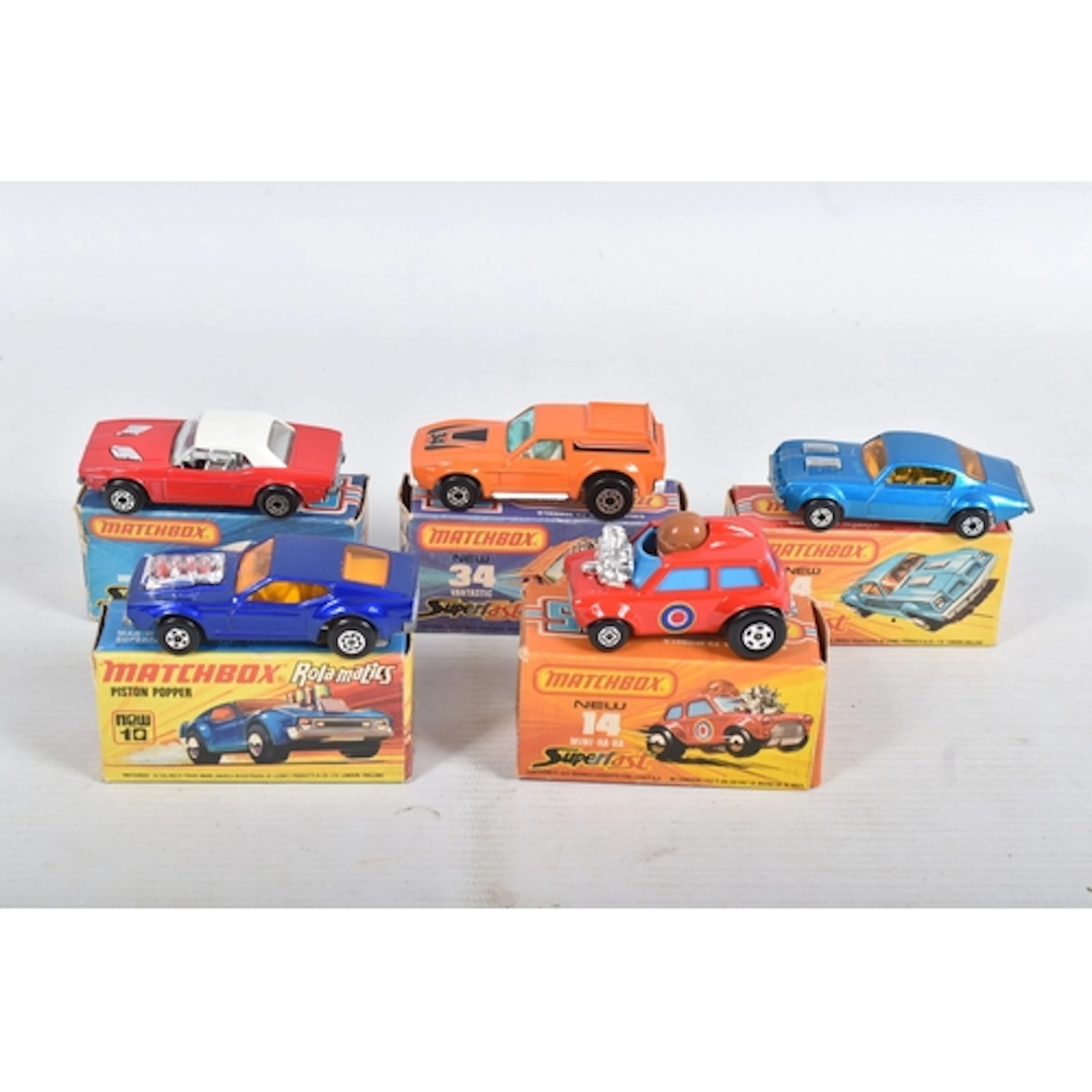 FIVE BOXED DIECAST MATCHBOX MODEL VEHICLES, the first a Supe...