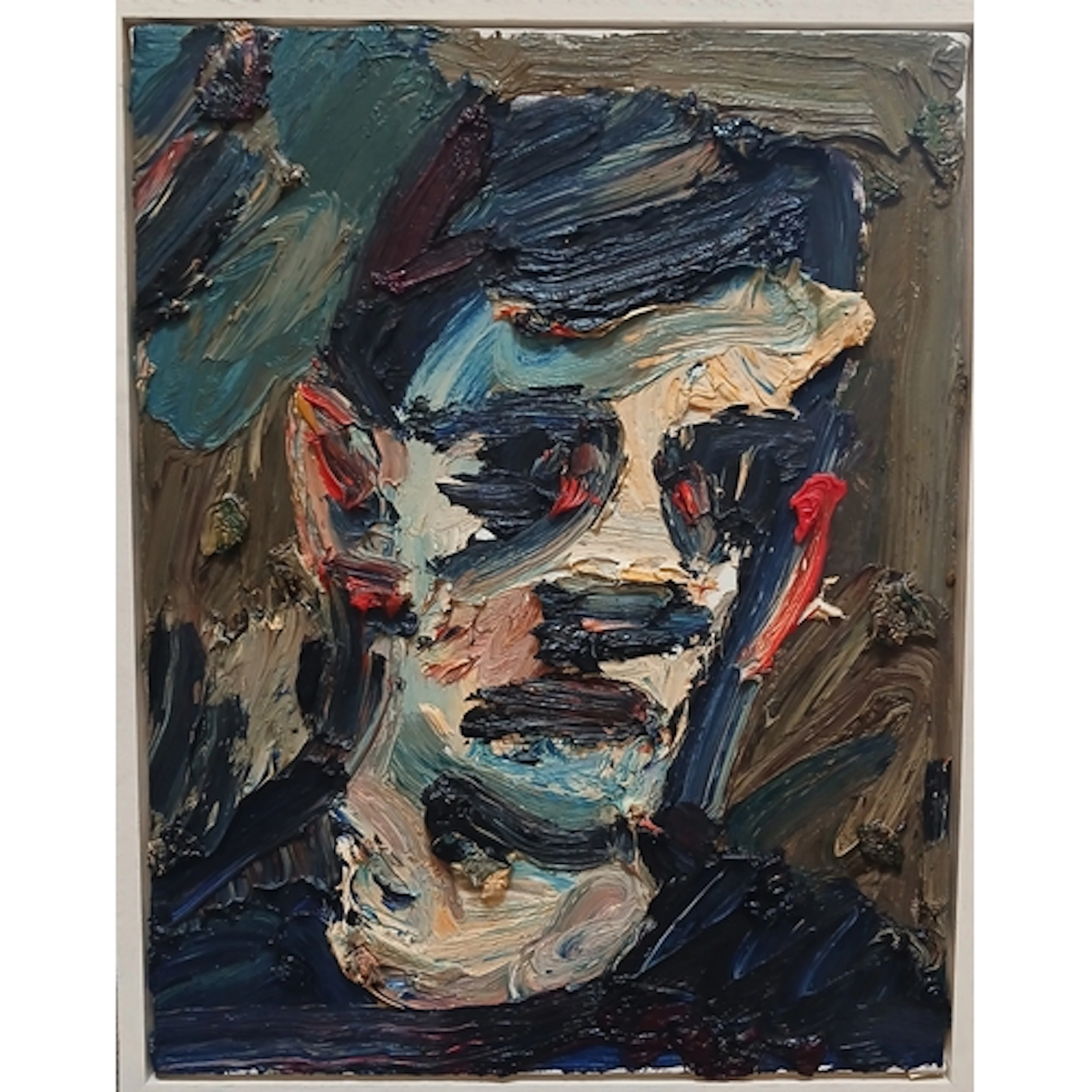 Adrian Johnson (b1960), untitled, portrait, impasto oil on c...