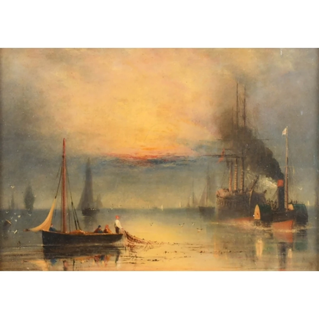 Henry Thomas Dawson (1811-1878) British. Paddle Steamer Towi...