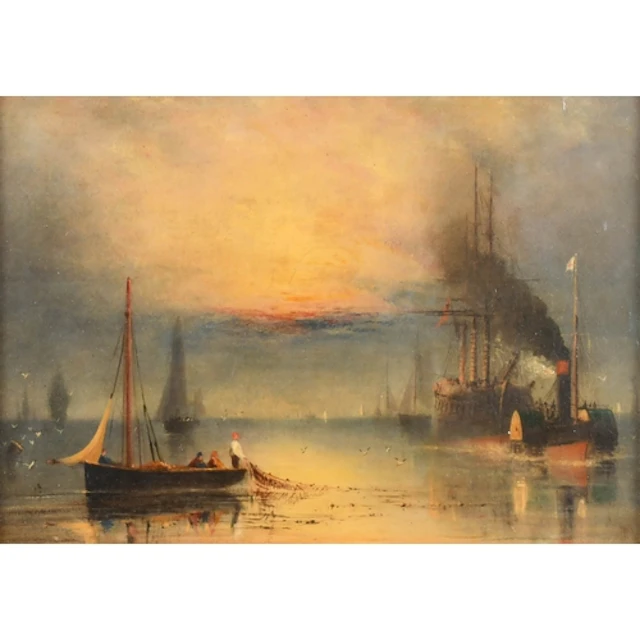 Henry Thomas Dawson (1811-1878) British. Paddle Steamer Towi...